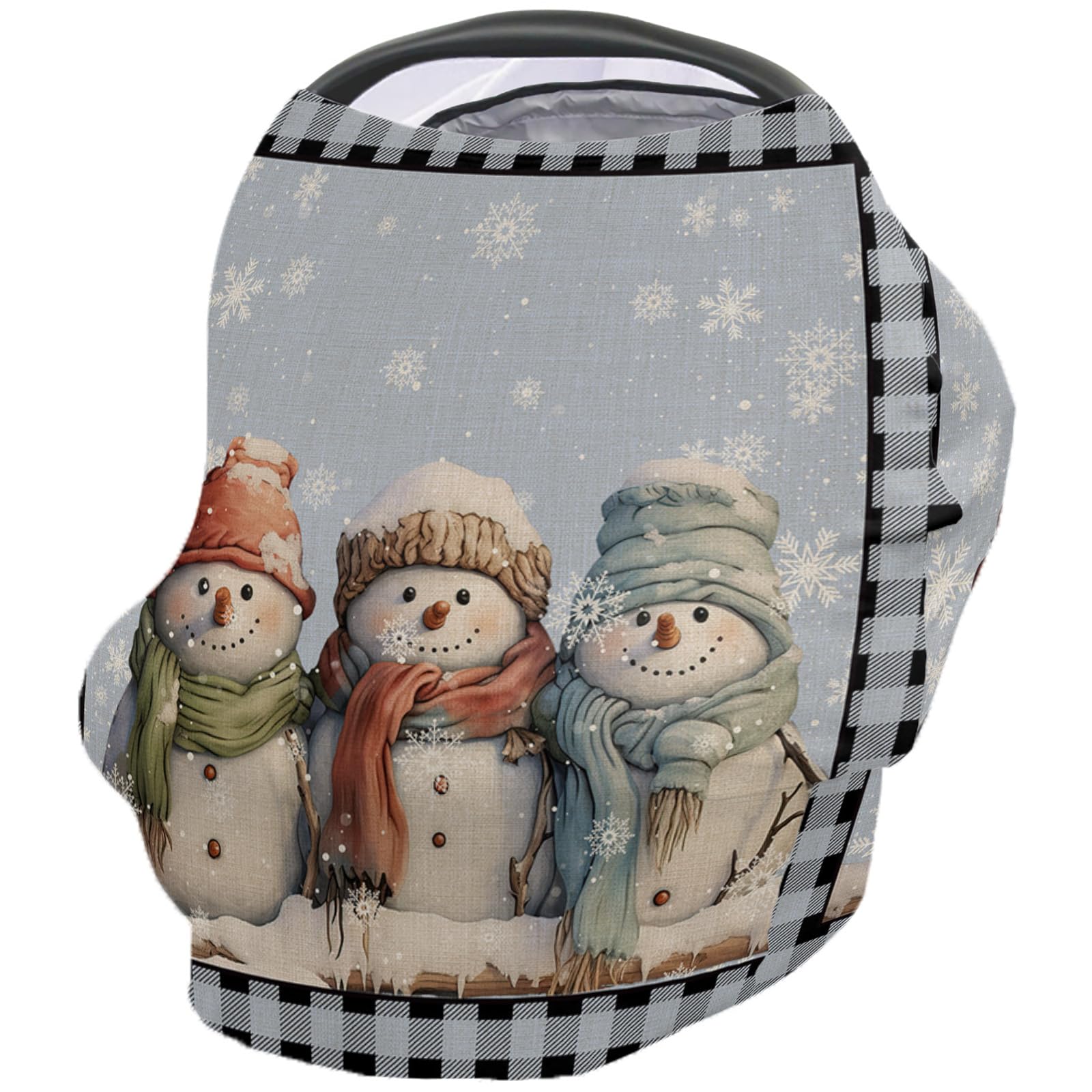 Nursing Cover for Breastfeeding Scarf, Christmas Sky Blue Black Plaid Baby Car Covers Super Soft Multi Use for Canopy Shopping Cart Cover Blanket Stroller Cover