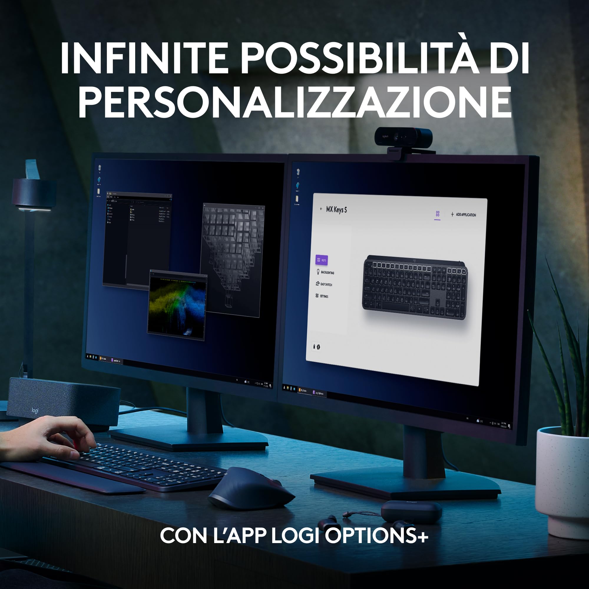 Logitech MX Keys S Tastiera Wireless Bluetooth USB C Ricaricabile Italiano QWERTY Grigio