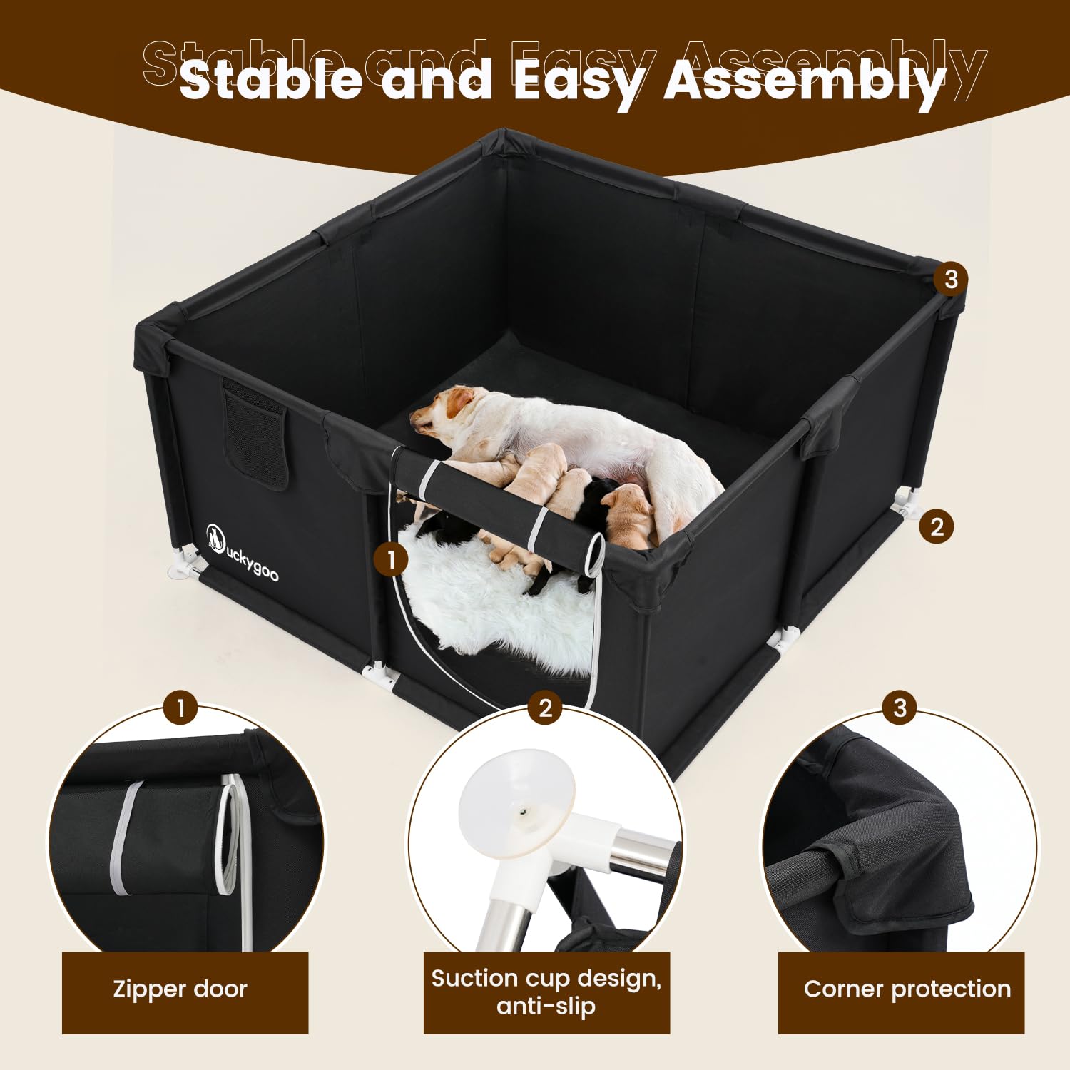 Whelping Box for Dogs - 50"L*50"W*25"H Dog Whelping Play Pen for Puppies,Pet Whelping Box Overall 600D Oxford Fabric with Absorbent Whelping Pad,Dog Birthing Box for Large Medium Small Dogs