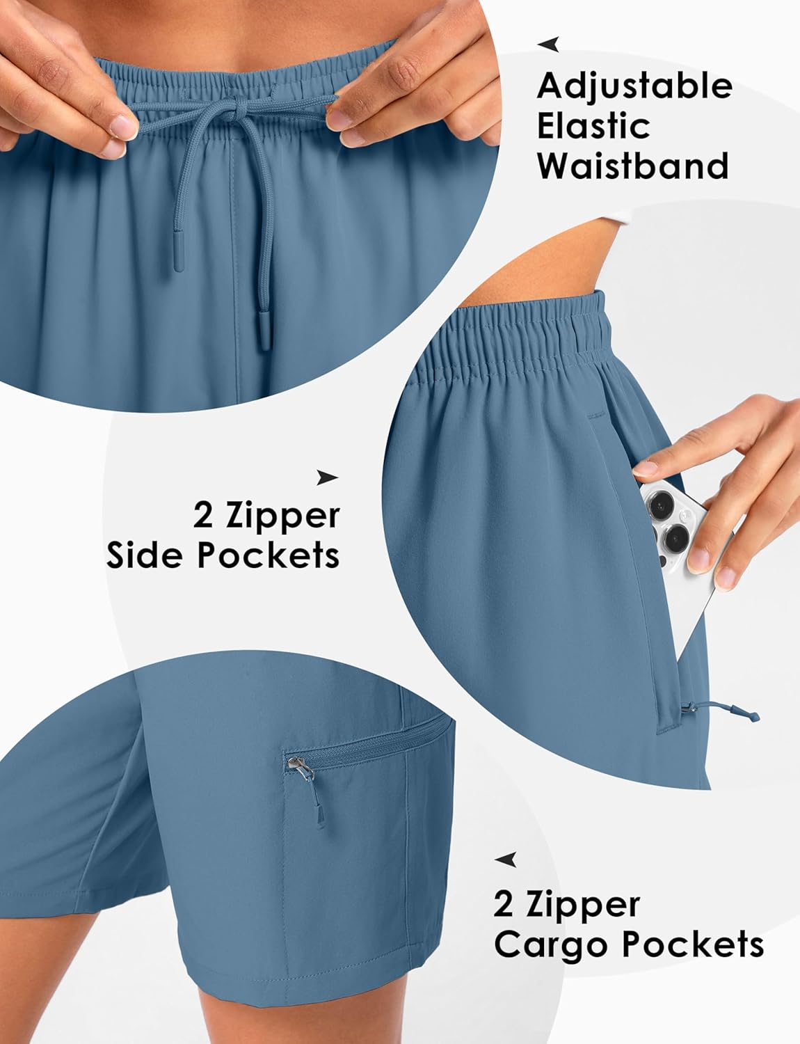 Women's 9" Hiking Cargo Shorts Lightweight Stretch Quick Dry Athletic Golf Summer Bermuda Shorts for Women - Image 3