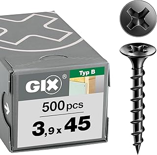 SPAX GIX-B Schnellbauschrauben 3,9 x 45 mm Grobgewinde, 500 Stück, Trompetenkopf, Kreuzschlitz-H2, Trockenbauschrauben für Holz-Unterkonstruktionen – 1891170390455
