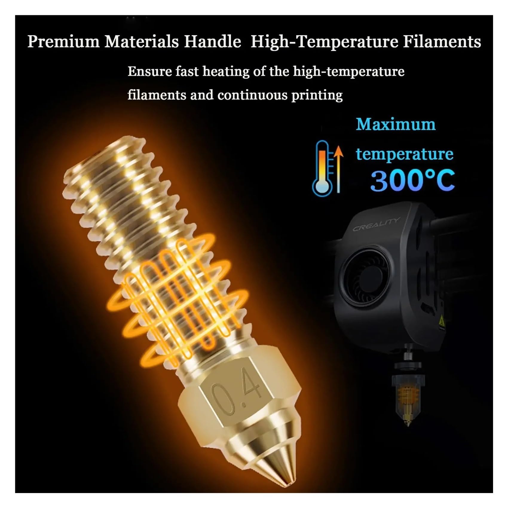 Ugelli ottone,compatibile con Creality, K1 Max CR-M4 | 1 o 5 pezzi,ugelli in ottone,0.4mm,per filamento da 1.75mm,controllare il modello prima dell'acquisto(5pcs K1 Nozzle)