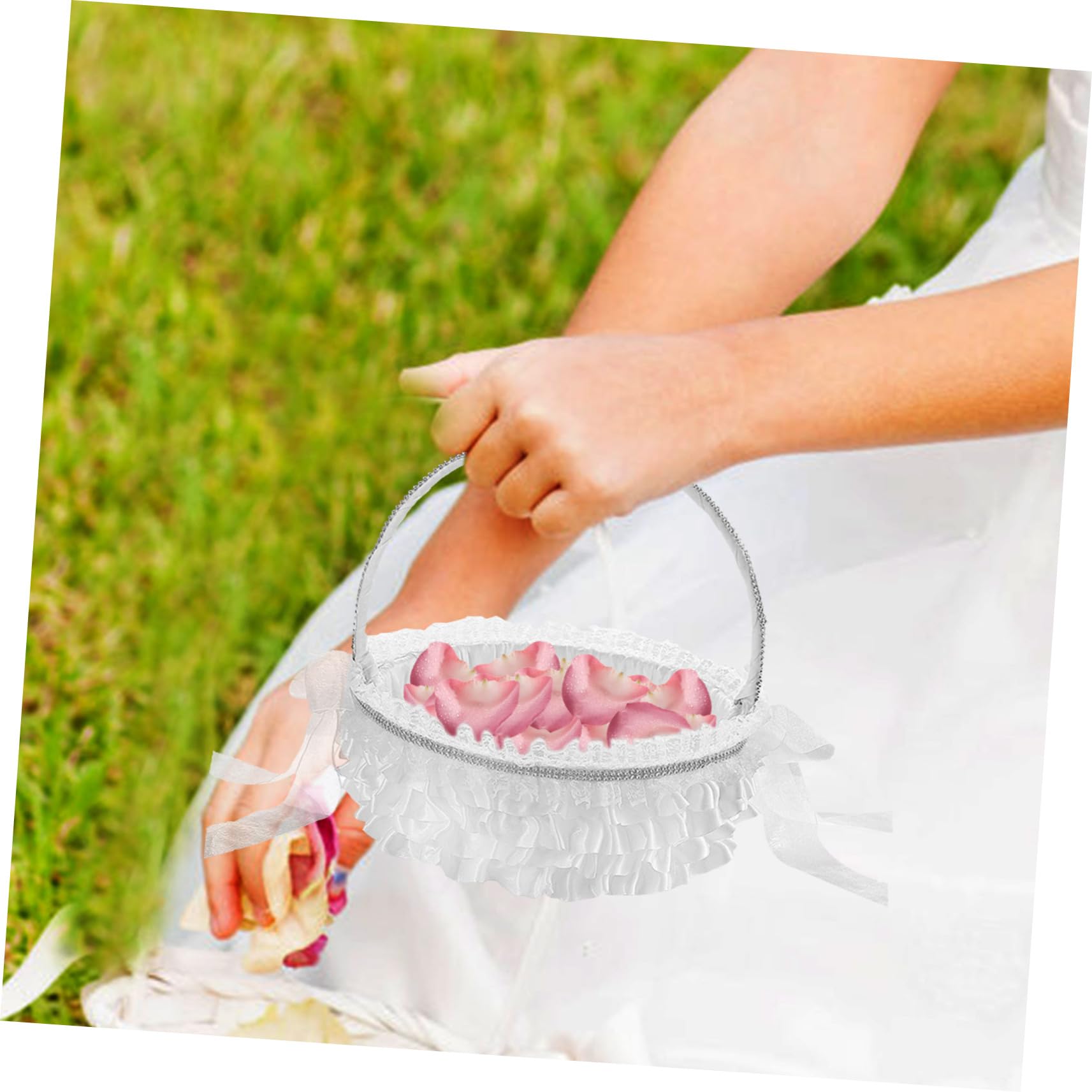 IMIKEYA Panier de Demoiselle Honneur Panier de Fleurs Mariage pour Demoiselle Honneur