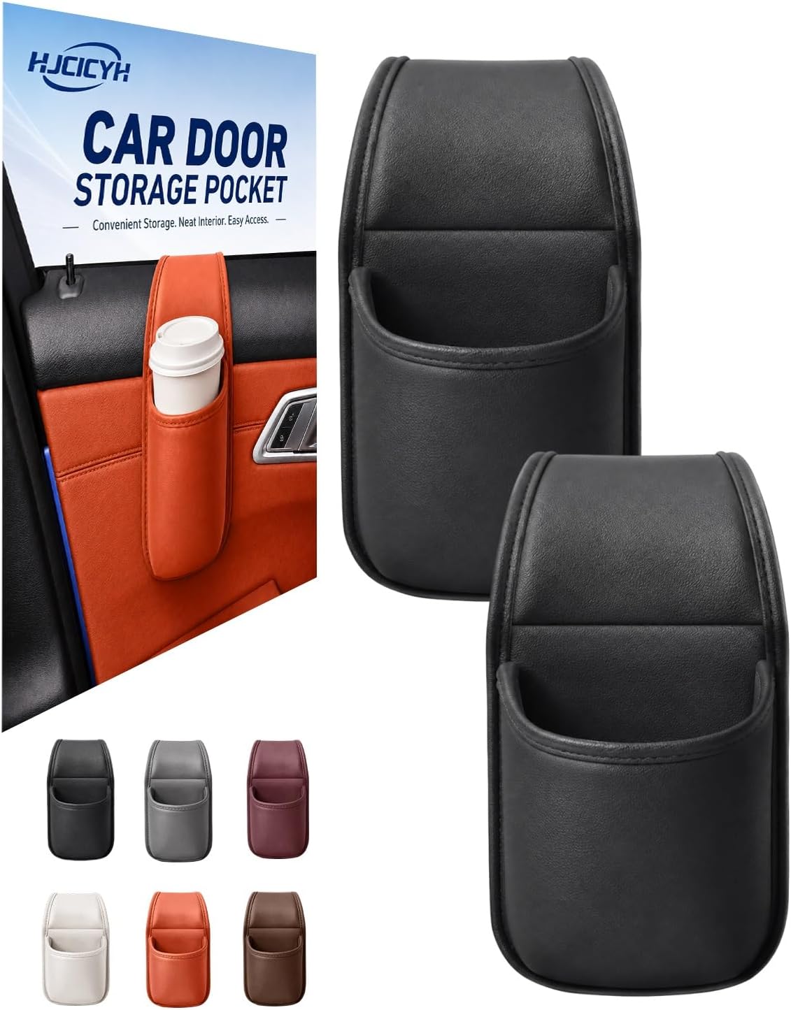 Car Door Storage Pocket Leather Cup Drink Holder Window Accessories