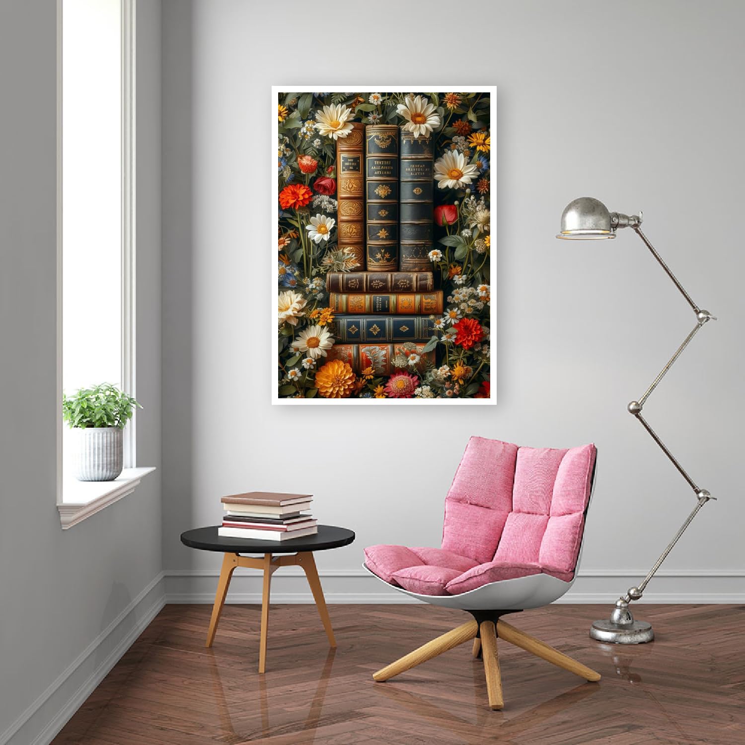 MjhRcll Stamped Cross Stitch Kit For Adults Beginners - Bookshelf Design, 12x16 Inch