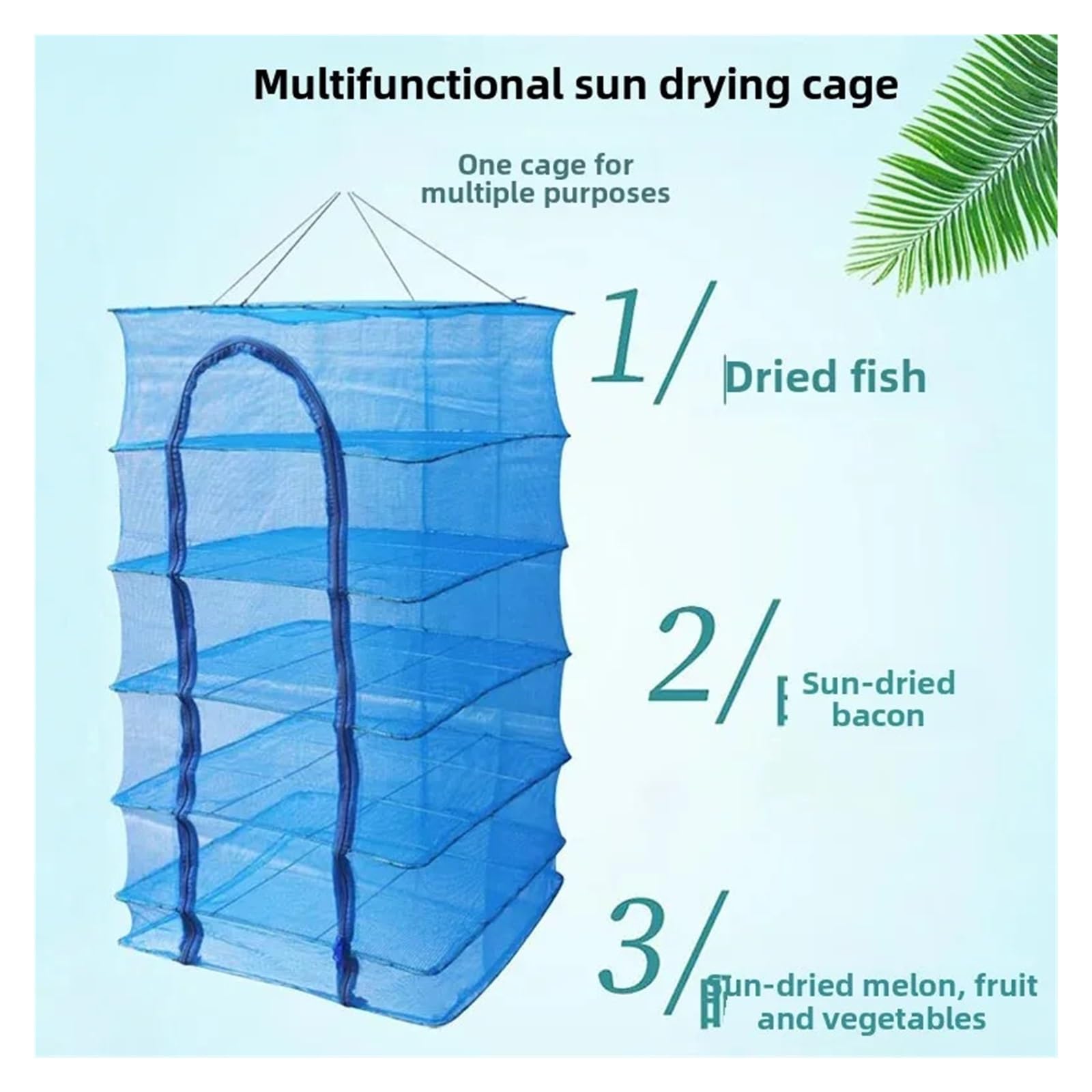 Trockennetz Kräuter Faltbares Fischtrocknungsnetz, Anti-Fliegenkäfig, for den Heimgebrauch, großer Netzrahmen Trocknen von Fisch und Gemüse, Angelausrüstung(Ticky words bold skeleton 50*50*65)