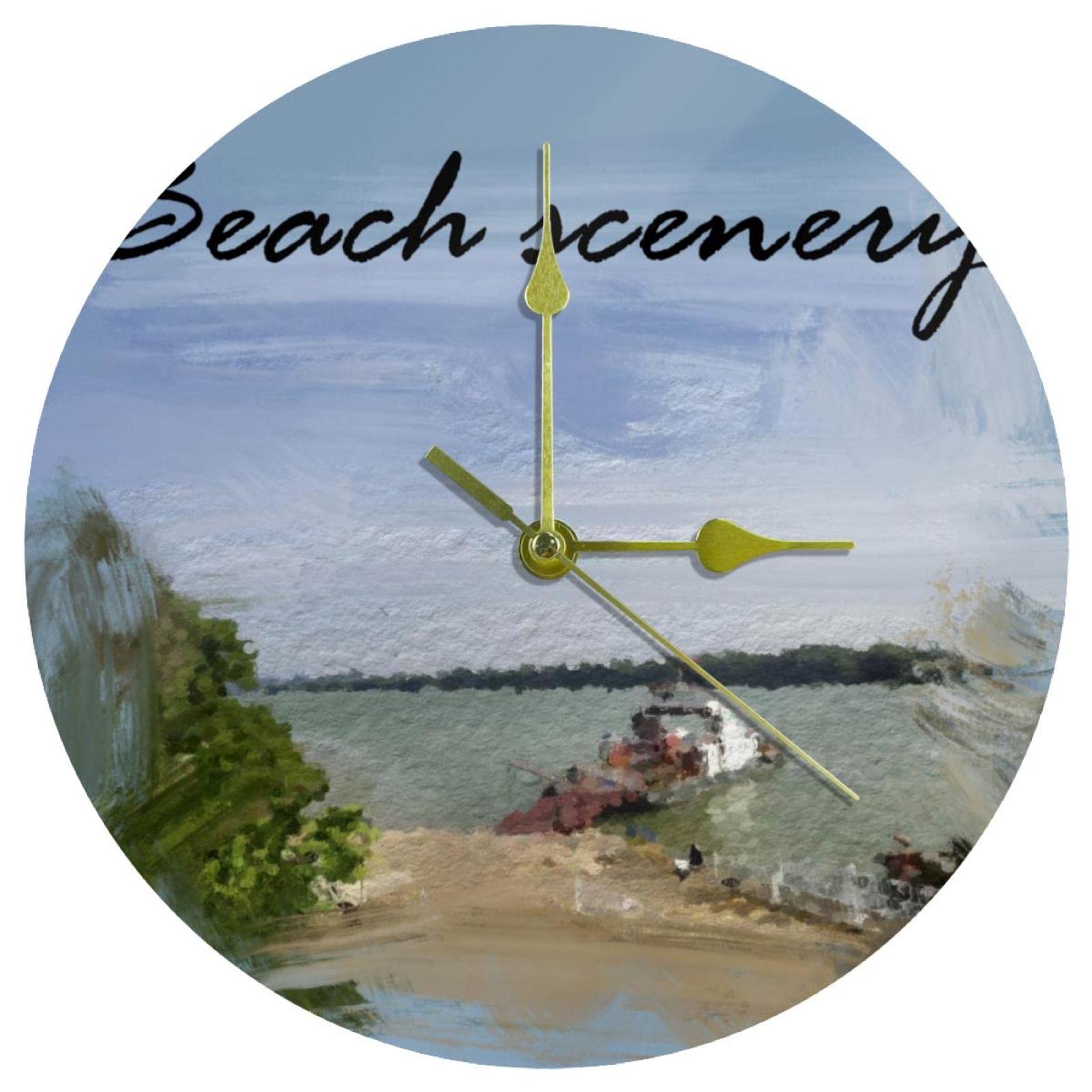 Horloge murale decoration interieure paysage de plage pour une ambiance zen de bureau
