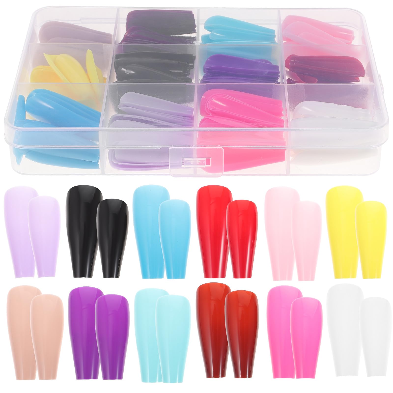 1 caja Uñas Postizas Largas Estilo Ballerina Brillo y Mate Puntas Acrílicas para DIY Accesorios para Arte de Uñas Tips Artificiales Cómodos y Fáciles de Aplicar