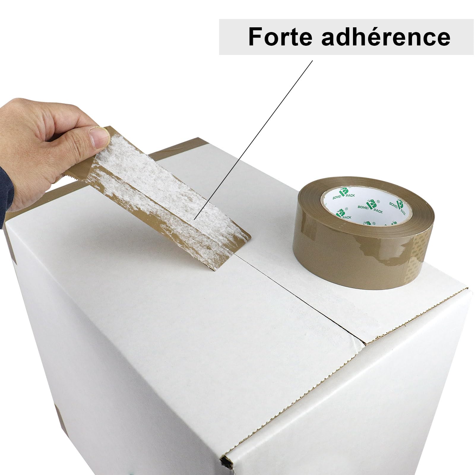 BOMEI PACK Marron Ruban d’emballage 100m x 48mm pour emballage -2 rouleaux avec dévidoir,impression adhésif fort pour colis, entrepôt, e-commerce