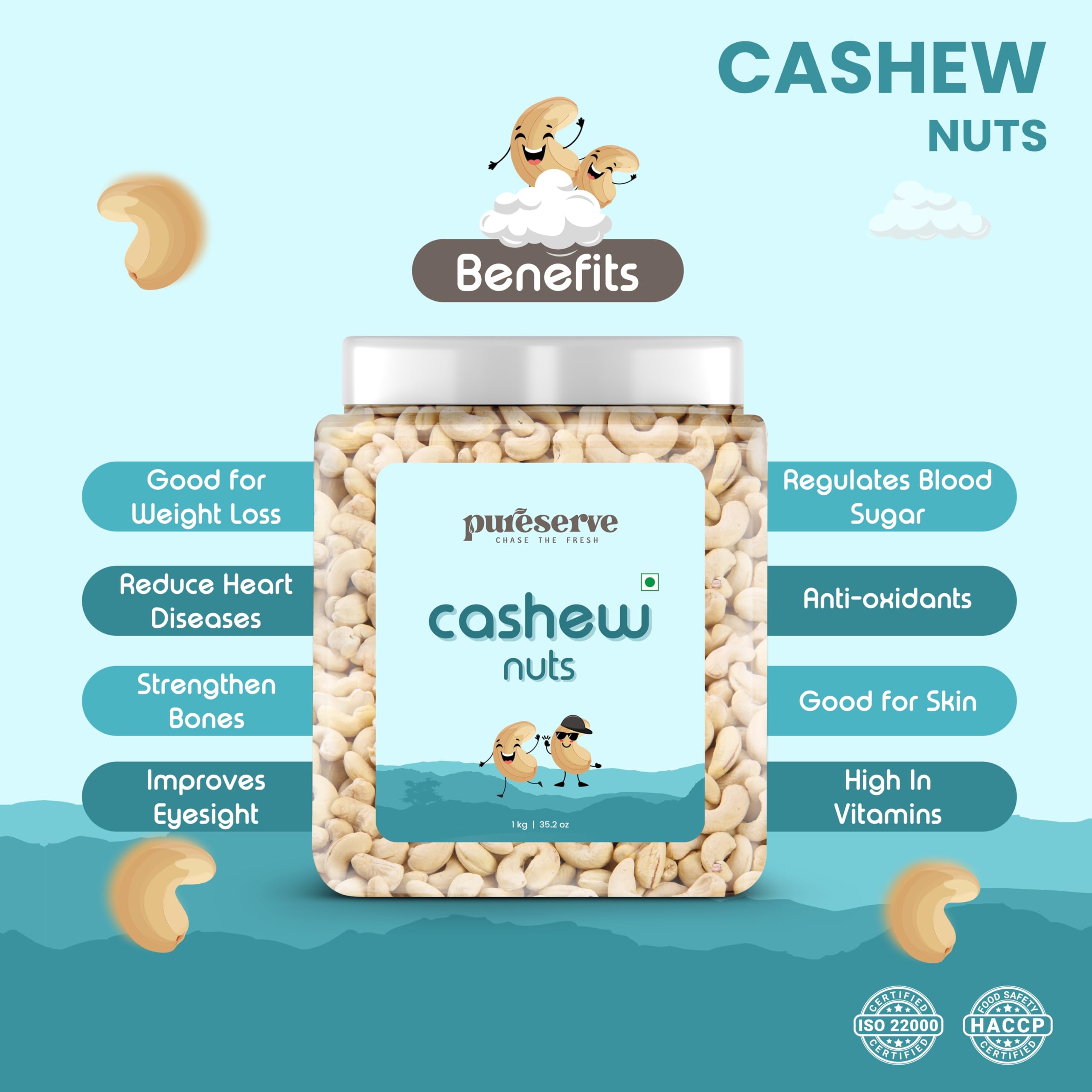 Pureserve Premium Whole Cashews 1Kg - Super Crunchy & Naturally Sweet | Rich in Protein & Healthy Fats | Ideal for Snacking, Cooking & Gifting | Vegan & Gluten-Free - Image 5 thumbnail