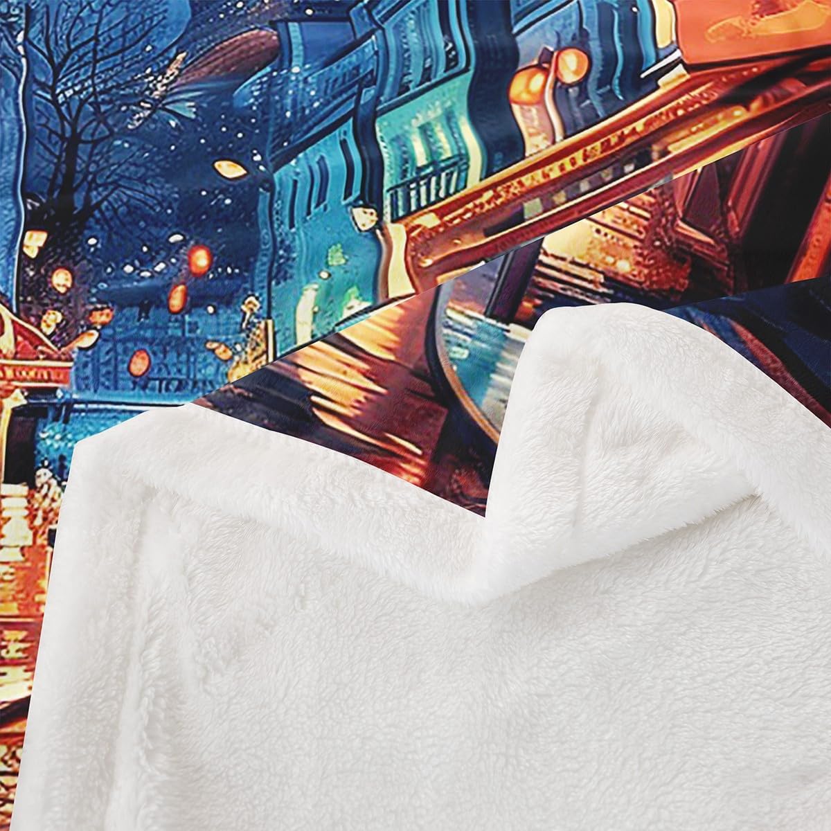 Castle Fairy Romantic French Street Blanket Queen 90x90 Eiffel Tower Blanket for Boys Girls Glittering Starry Moon Sky Sherpa Blanket Paris Building Bed Blanket Sofa Bed Couch Decor