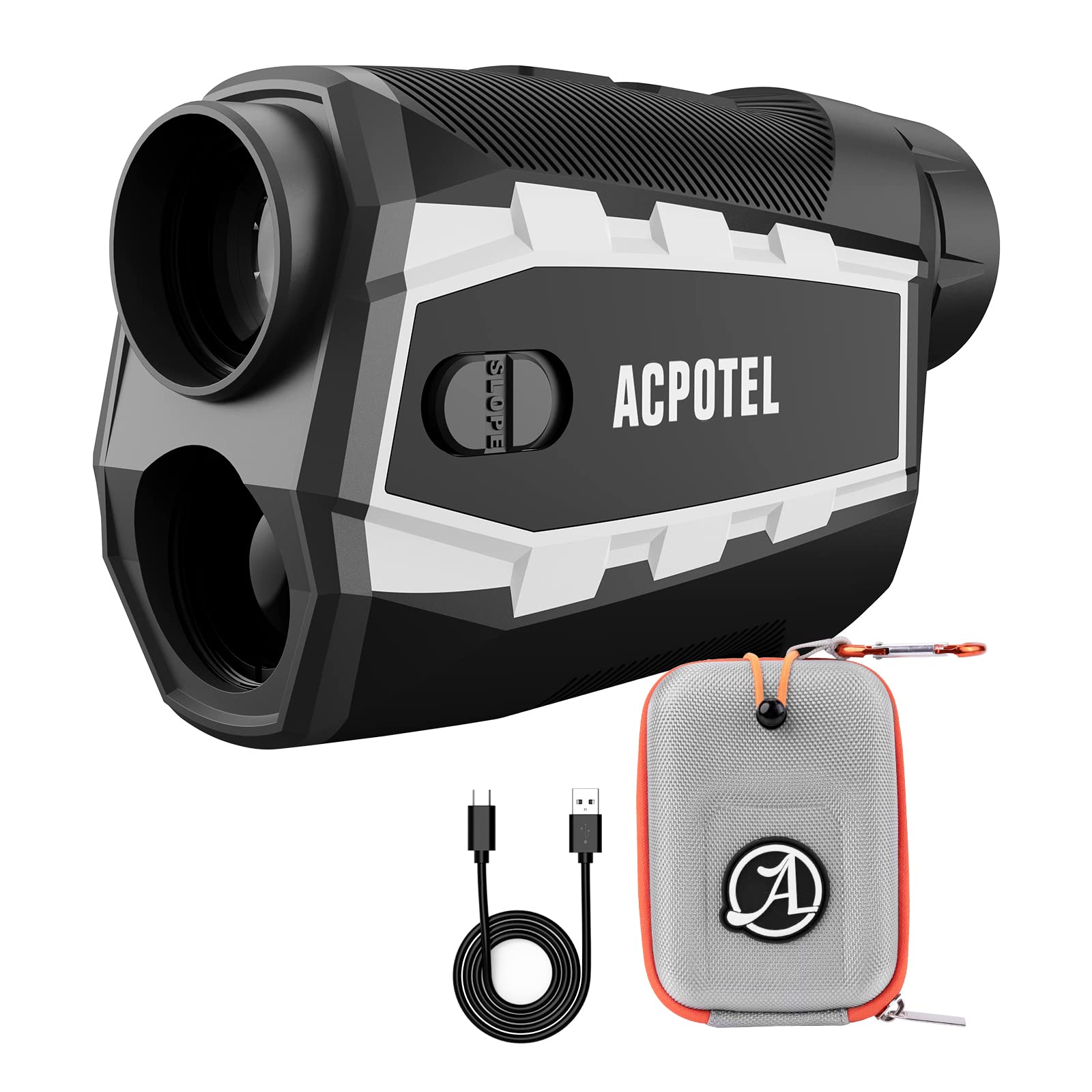 ACPOTEL PF2L LCD External Scrren Range Finder with Magnetic Golf Rangefinder Slope Switch with Feet/Yard/M Range Finder Golf with Scanning, Golf Rangefinder Fast Flag-Lock with Vibration