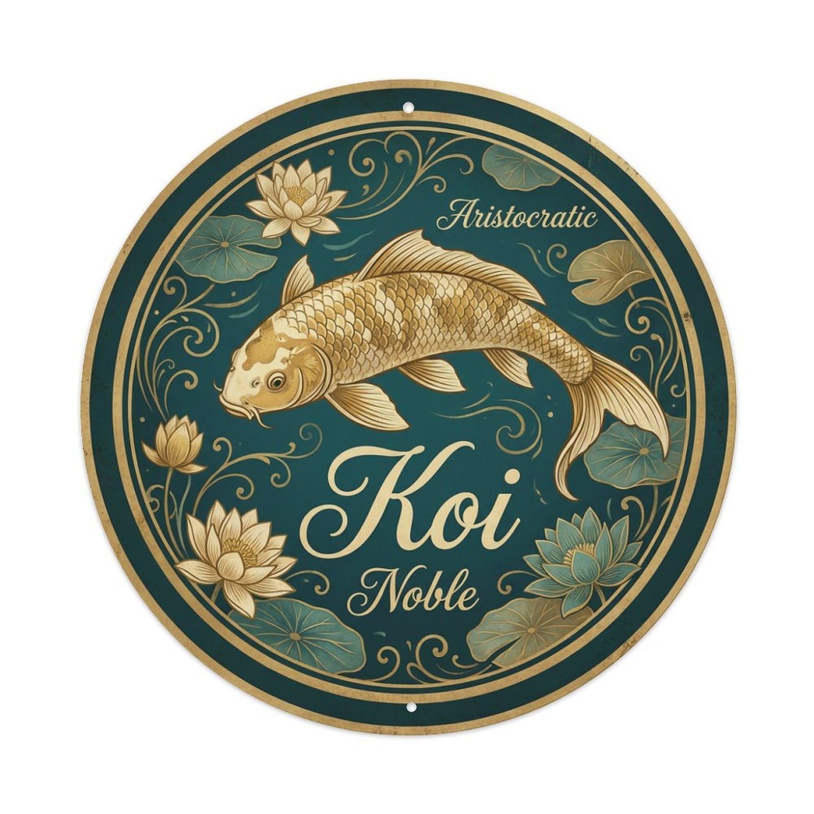 Fyrn Style Metal Tin Sign Koi Fish Cosmic Starry Space Japanese Vintage