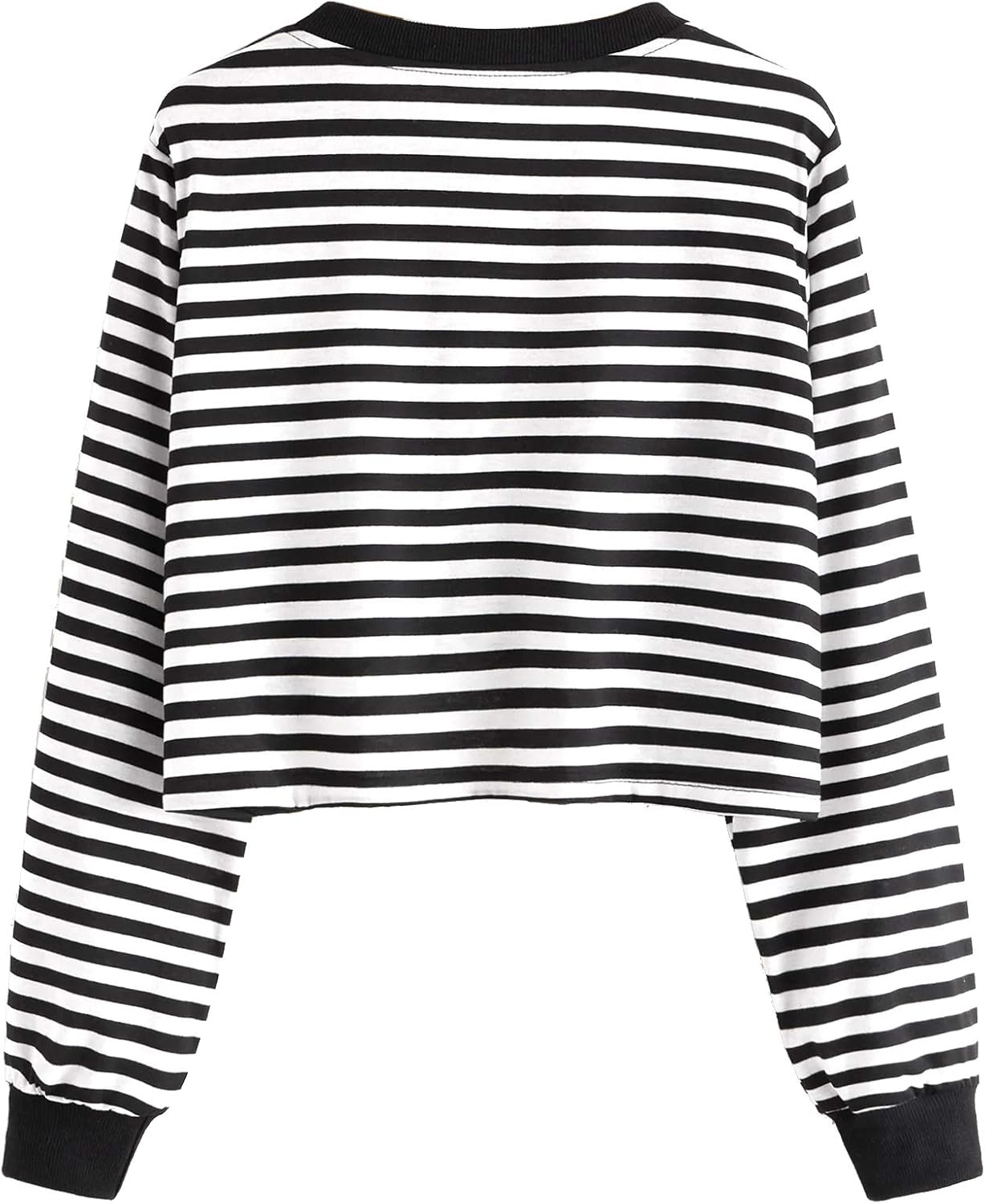 SweatyRocks Women's Casual Long Sleeve Striped Cropped T-Shirt Casual Crop Tee Top - Image 2