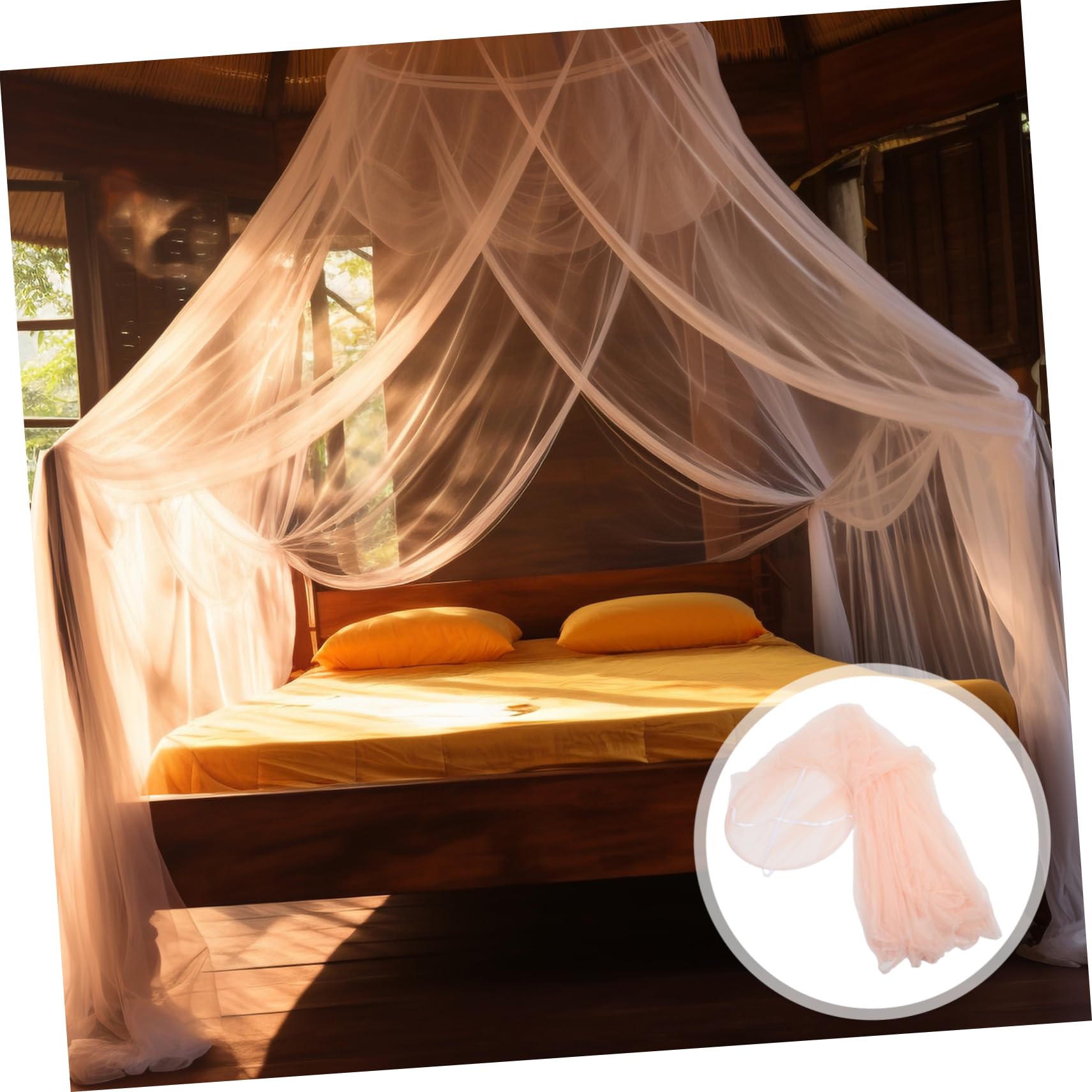 Dosel de Cama para Niñas Beige Poliéster Cúpula Redonda 2,2 M
