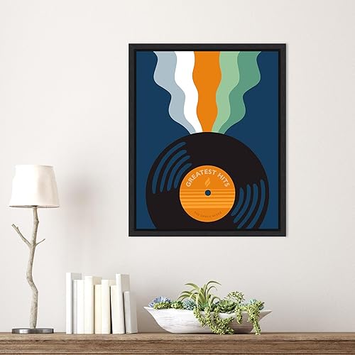 Miniatura 6 de Amanti Art Framed Canvas Wall Art 20x16 Retro Mixtape And Vinyl III by Laura Marr, Framed Wall Art Canvas, Abstract Artwork, Modern Decor, Small