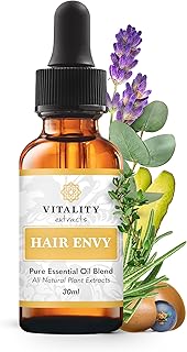 Vitality Extracts Hair Envy - Natural Hair Growth Serum - 100% Pure Essential Oils, 15 Plant Extracts, No Synthetics, No Parabens - Strengthen Hair, Minimize Breakage, Stimulate Follicles