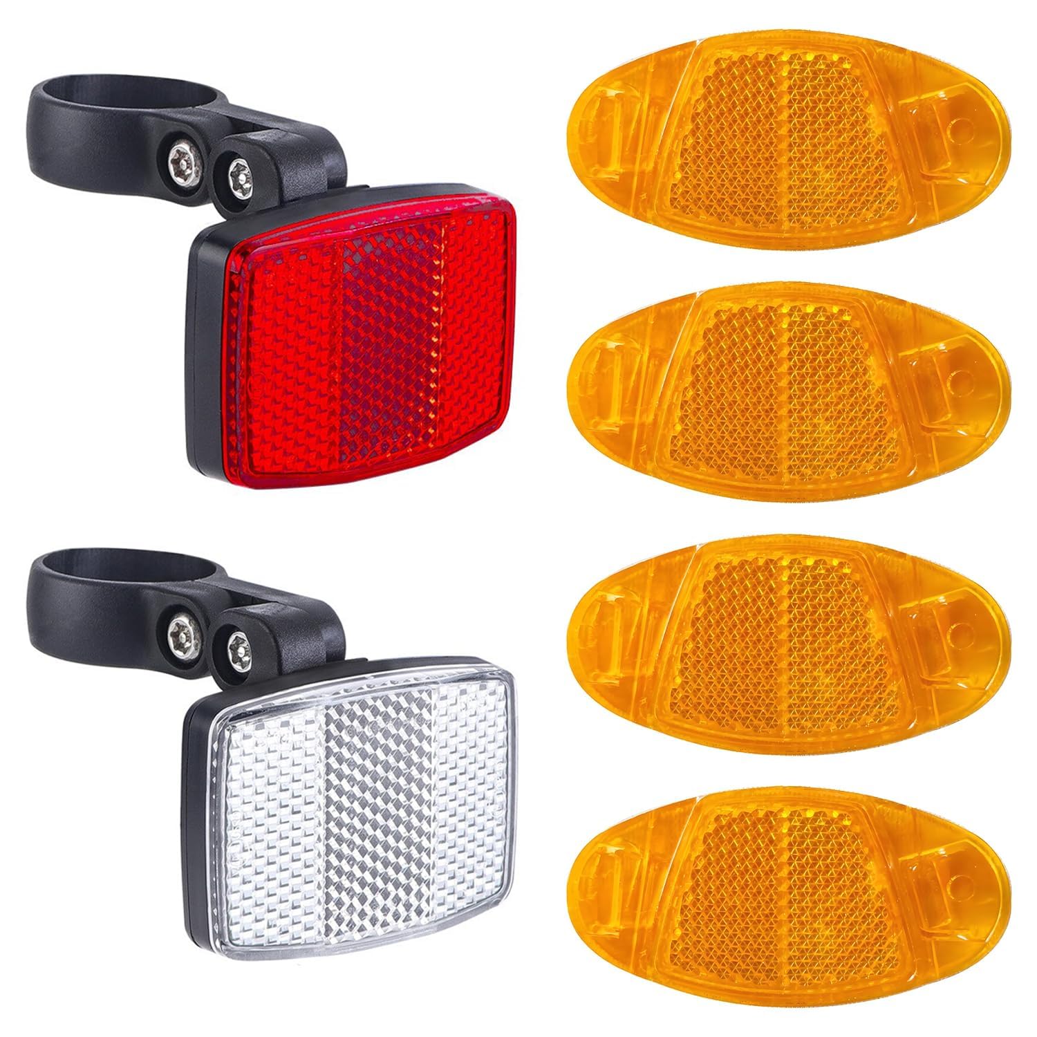 6 Pcs Cycle Reflector Set, Bike Reflectors for Front & Rear, Spoke Reflectors with Mount Bracket, High Visibility Cycle Light Kit for Road & Mountain Bikes-image-11