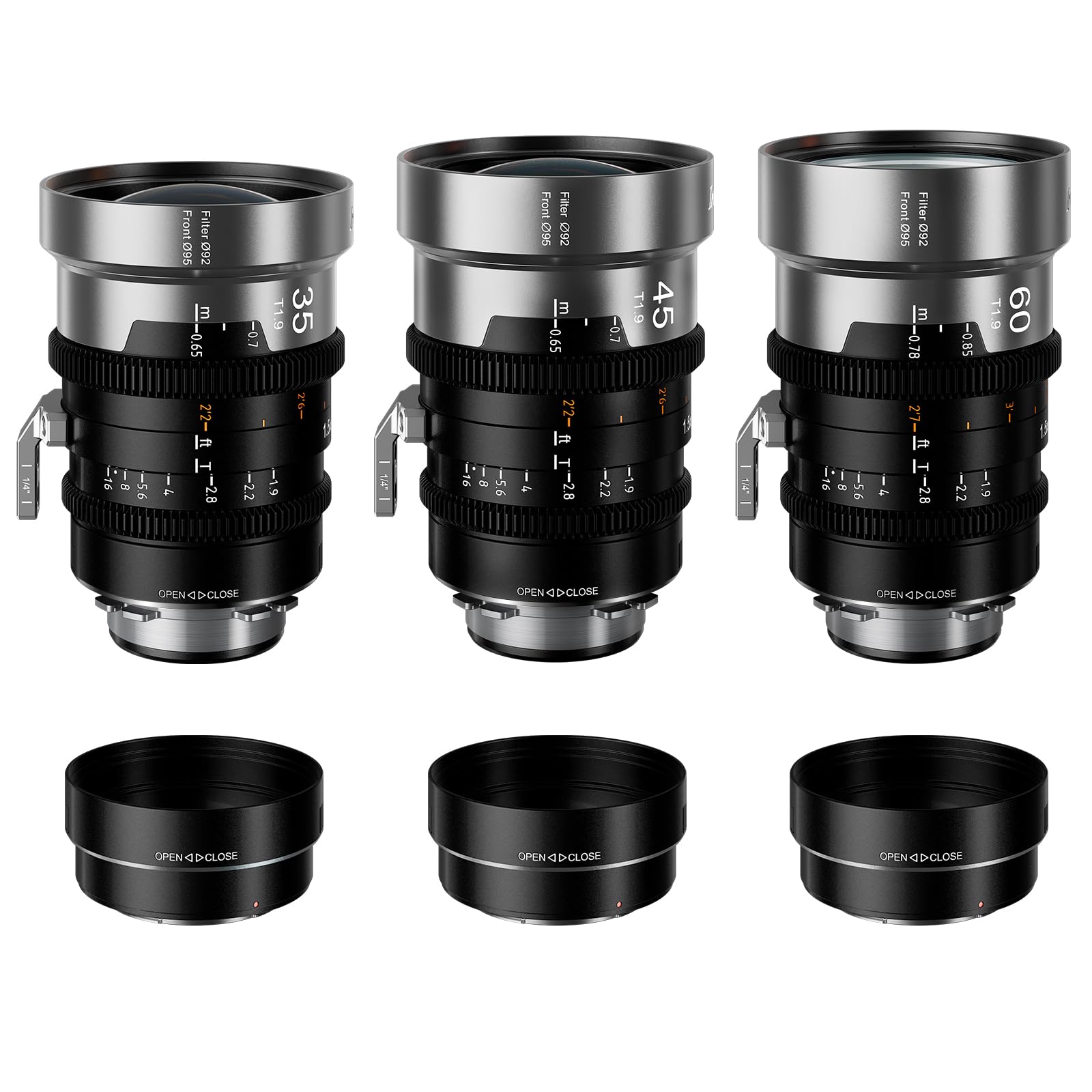 SIRUI IronStar T1.9 1.5X Anamorphic Cine Lens Set, 35mm, 40mm, 60mm Full Frame Manual Focus Cinema Lens with Native PL Mount, Interchangeable EF Mount