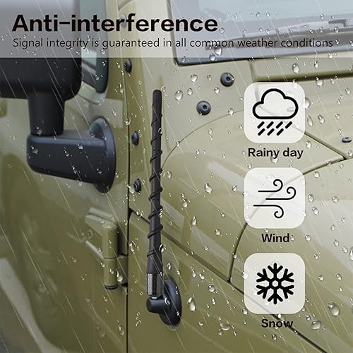 Miniatura 6 de Ajxn 1 antena de flexión en espiral negra compatibilidad de radio AMFM de 775 pulgadas antena de goma universal de fibra de carbono adecuada para