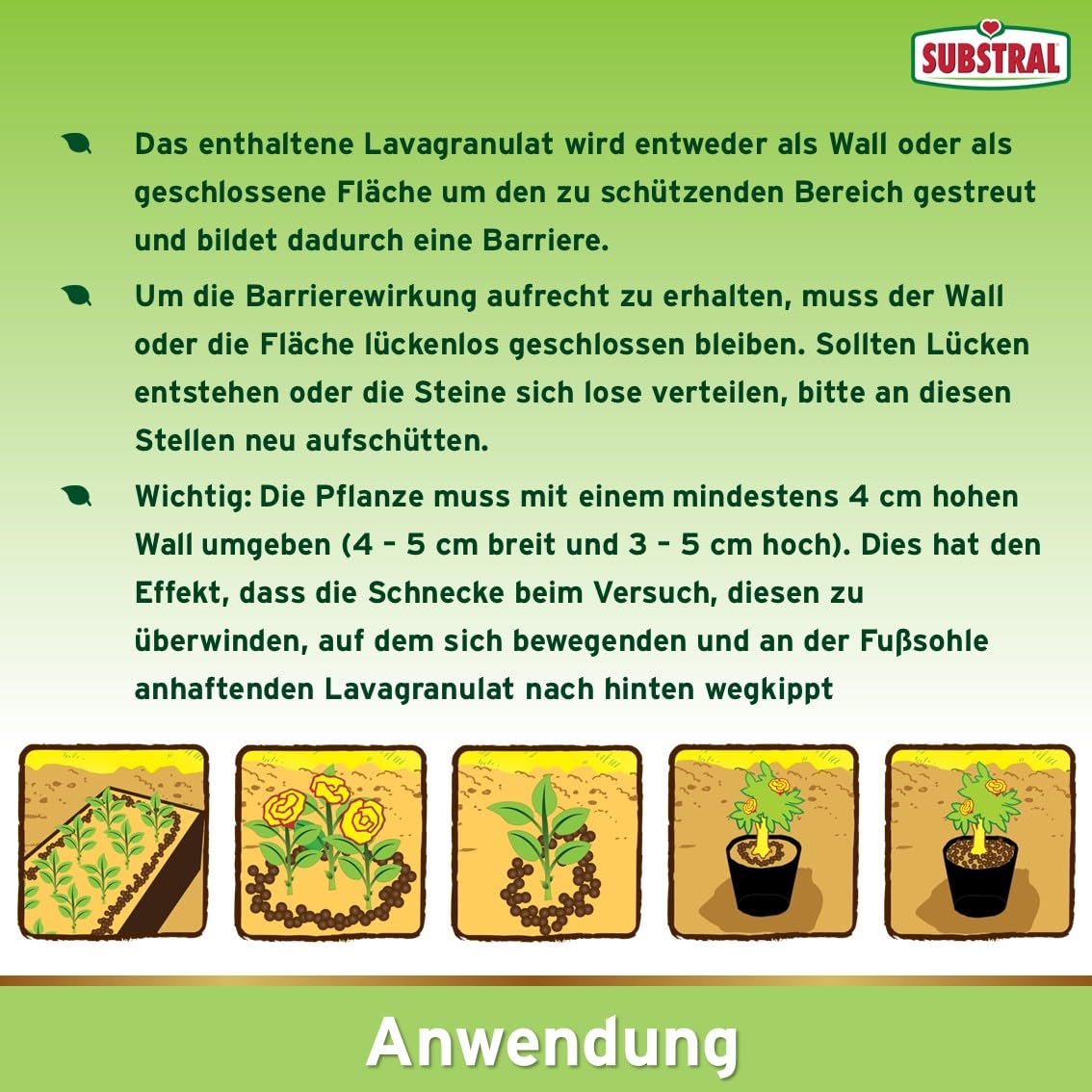 Naturen Bio - Barrera para Caracoles (Resistente a la Lluvia, granulado de Lava Especial para Proteger Caracoles en el jardín, Protege Plantas Ornamentales, Verduras y Frutas, 2,3 kg)