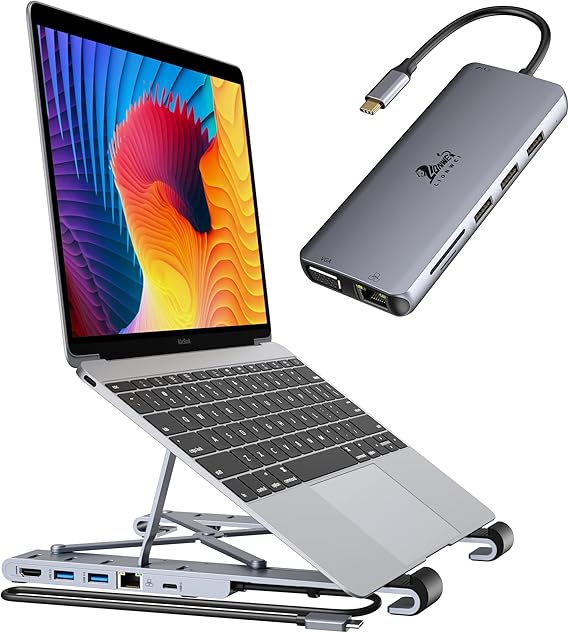 USB C Docking Station Dual Monitor and Laptop Stand with
