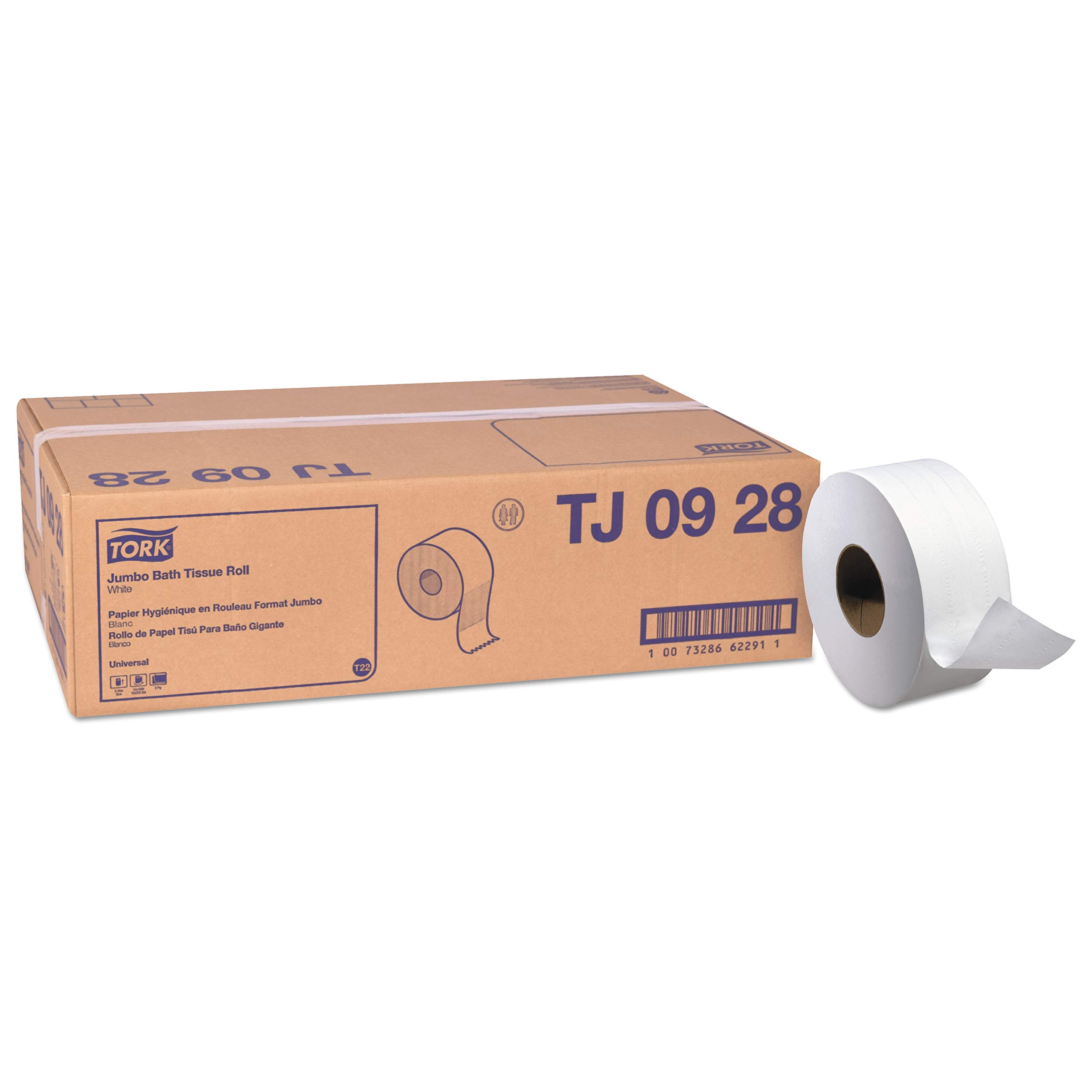 Tork Jumbo Toilet Paper Roll White T22, Universal, 2-ply, 12 x 750', TJ0928