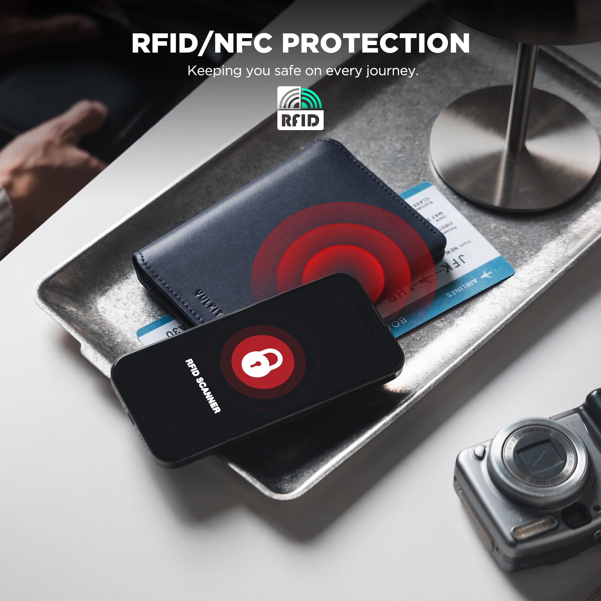 VULKIT Funda de Pasaporte de Cuero con Bloqueo RFID Cartera de Pasaporte Compacta con Cierre Magnético