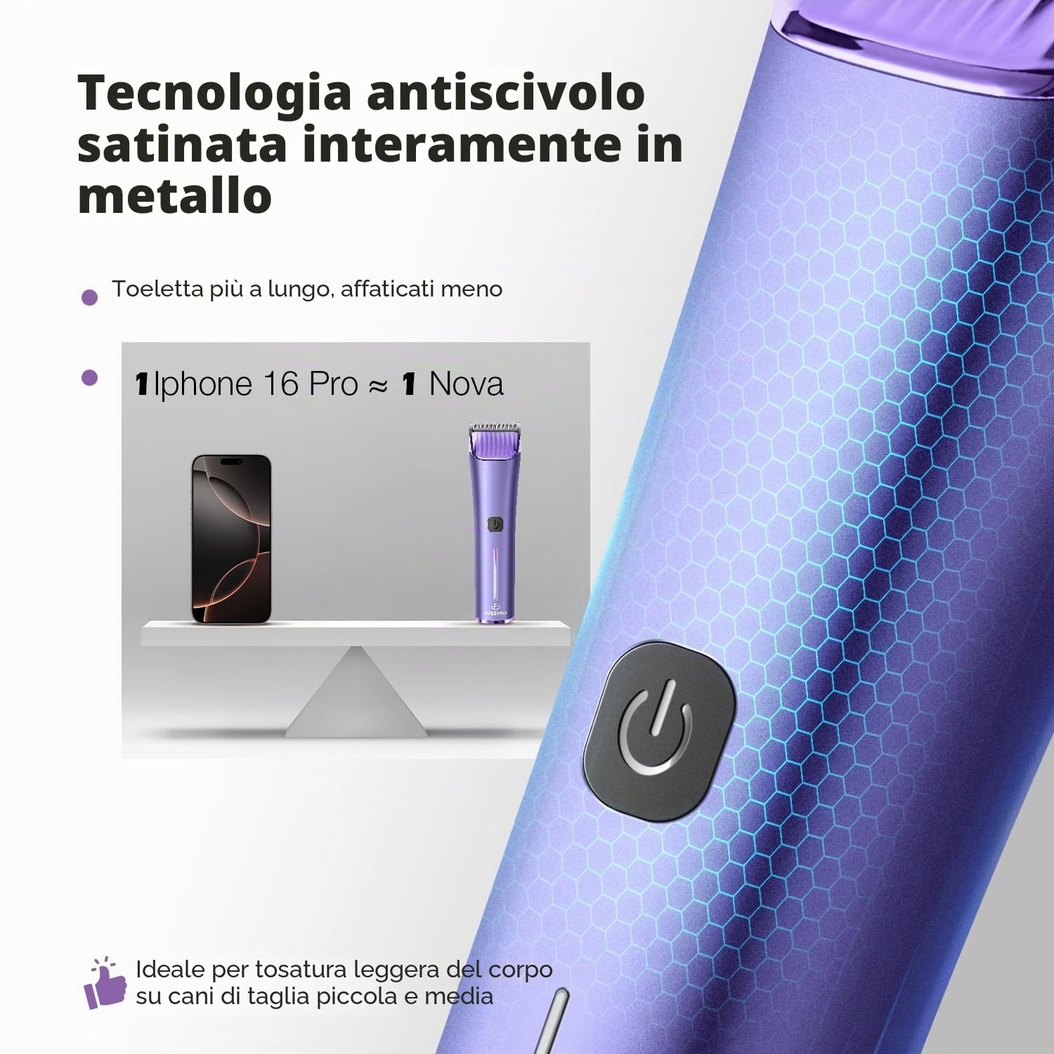 Tosatrice per cani professionale con lama di ricambio, kit per la toelettatura degli animali domestici senza fili con lama regolabile 5 in 1, rifinitore ricaricabile a 2 velocità