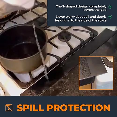 Miniatura 5 de SEVCHY Cubiertas de silicona para huecos para estufas (paquete de 2), resistentes al calor, relleno de huecos para encimera de estufa, sella el