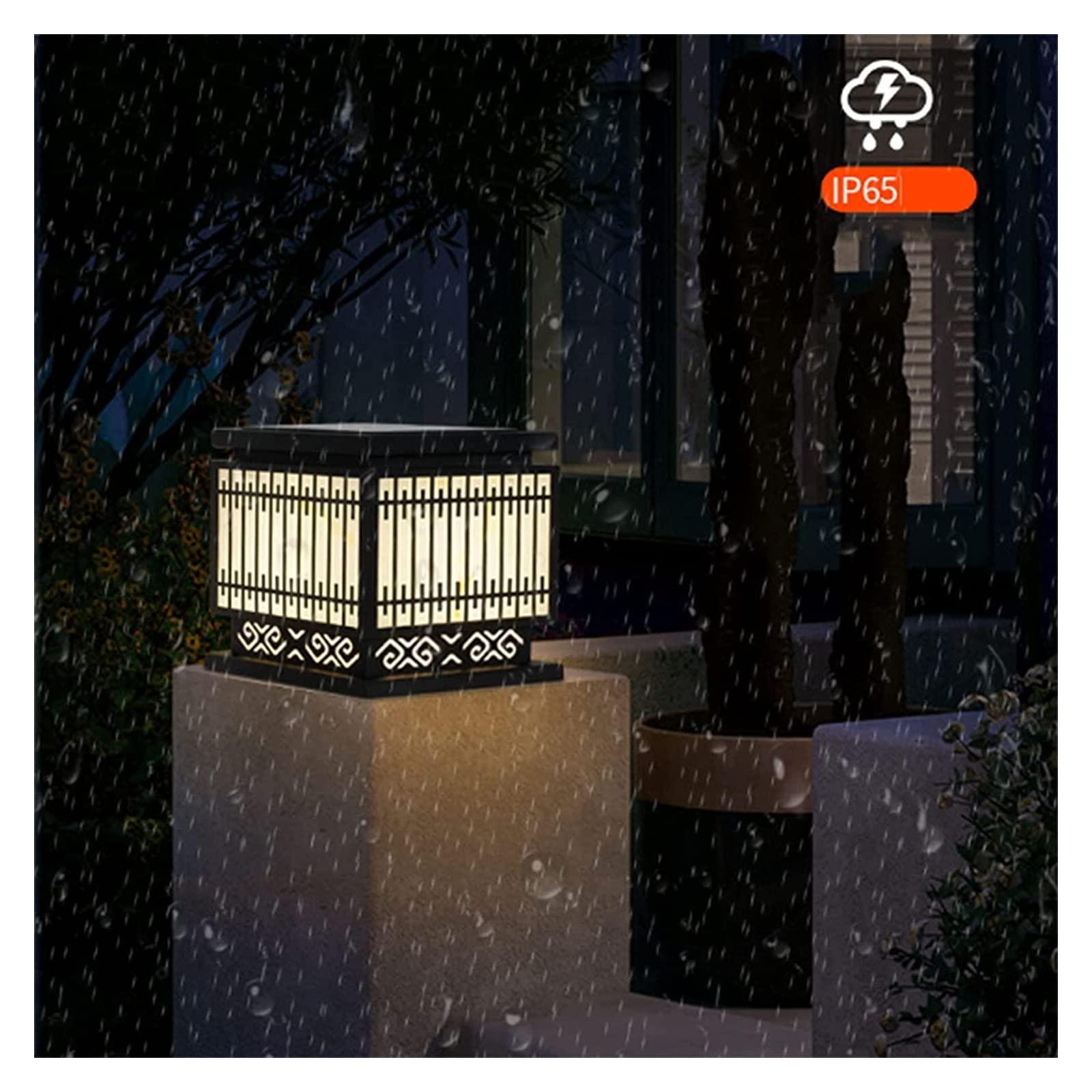 Lampade a colonna per esterni a luce da cortile, luci a palo per palo di recinzione Lampada a colonna per lanterna per la decorazione del giardino del patio a superficie piana con sorgente luminosa a