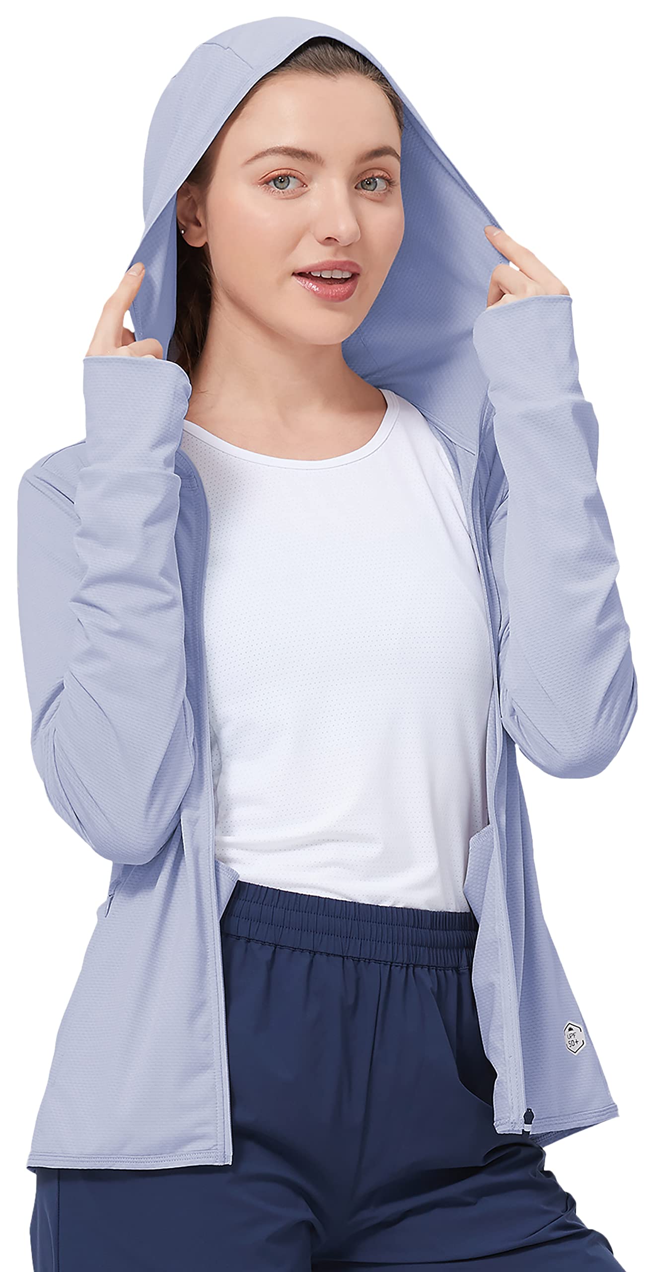 CAMELSPORTSWomen UPF 50+ Athletic Jacket Sun Protection Full Zip Long Sleeve Hiking Shirts Lightweight Outdoor Hoodie Pocket