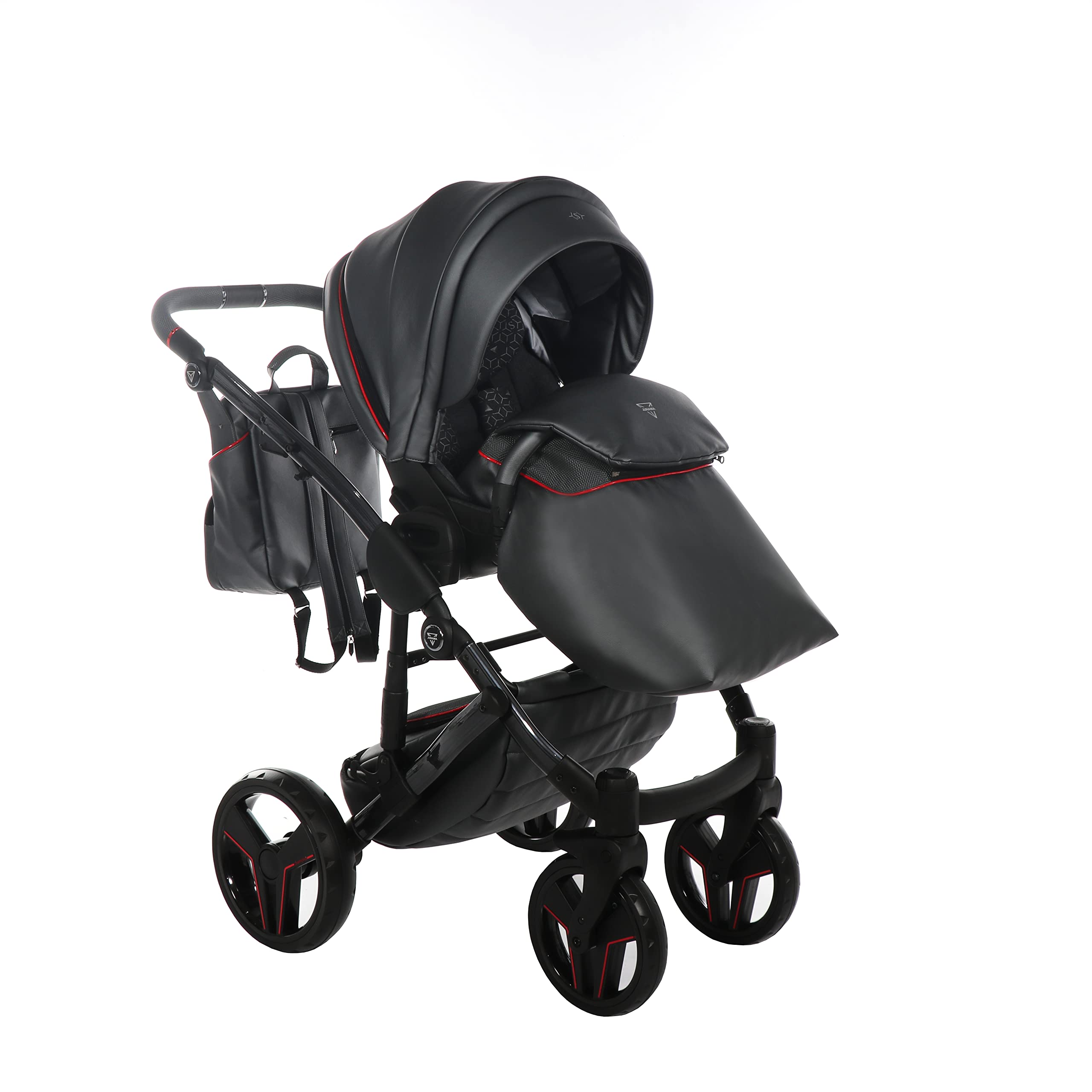 Junama Passeggino TRIO Diamond S Class 06 Grigio e Rosso - 2in1 3in1 4in1 + ombrellino (3 in 1 con Seggiolino Auto)