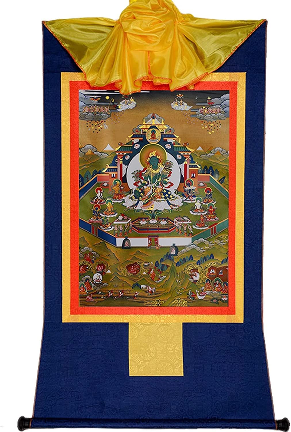 Cnfhfry Blu Vintage Tapestry, Bodhisattva Tara Tibetan Thangka Tapestry Artwork Art Print Buddhist Brocade For Living Room Decor