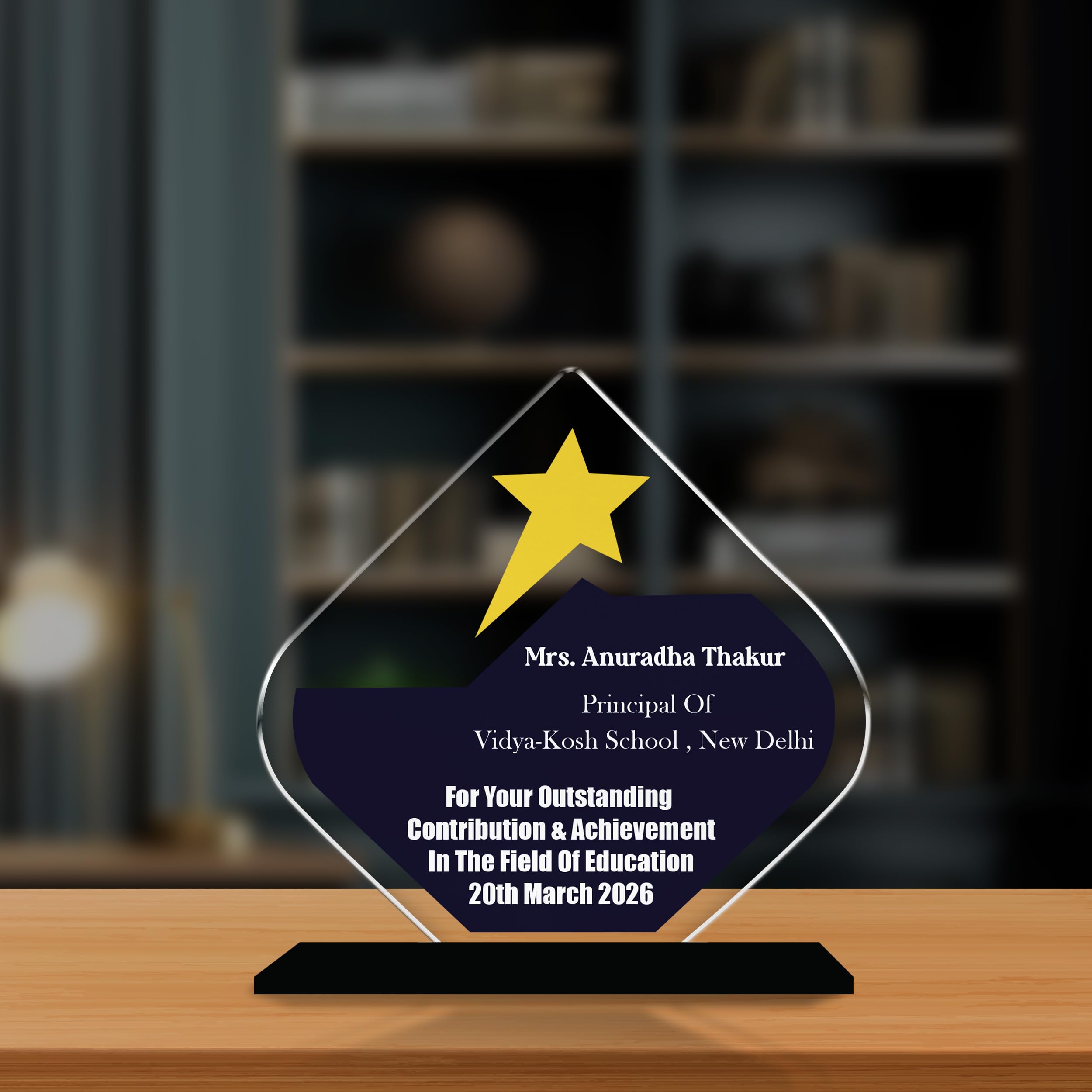 Gift Me Bazar Personalized Acrylic UV Printed Trophy for Achievement, Recognition & Appreciation | Achievement Award Trophy for Principal & Teacher | Office Desk Decor-picture-32