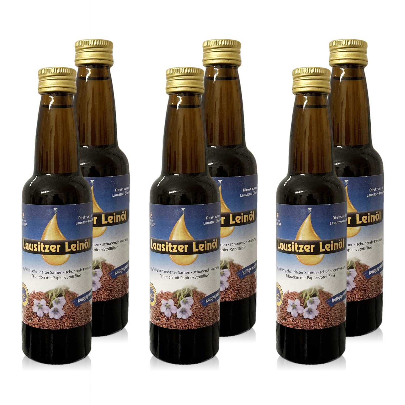 6 x Lausitzer Leinöl (kaltgepresstes Leinöl), 6x 100ml