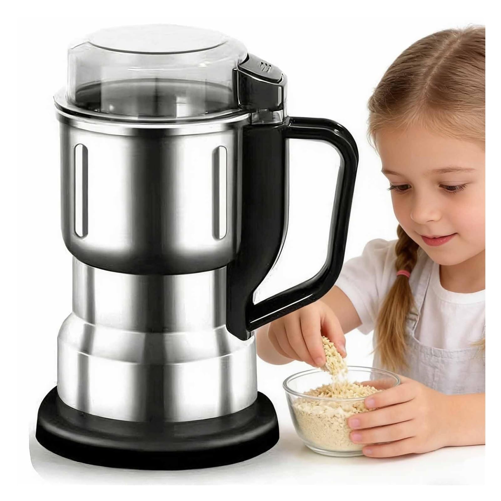 Wielofunkcyjny młynek 600 ml, bardzo drobny rozdrabniacz do kawy i zbóż, szybkie mielenie drobnego proszku, odporny na rdzę, trwały design, idealny do przypraw i kawy