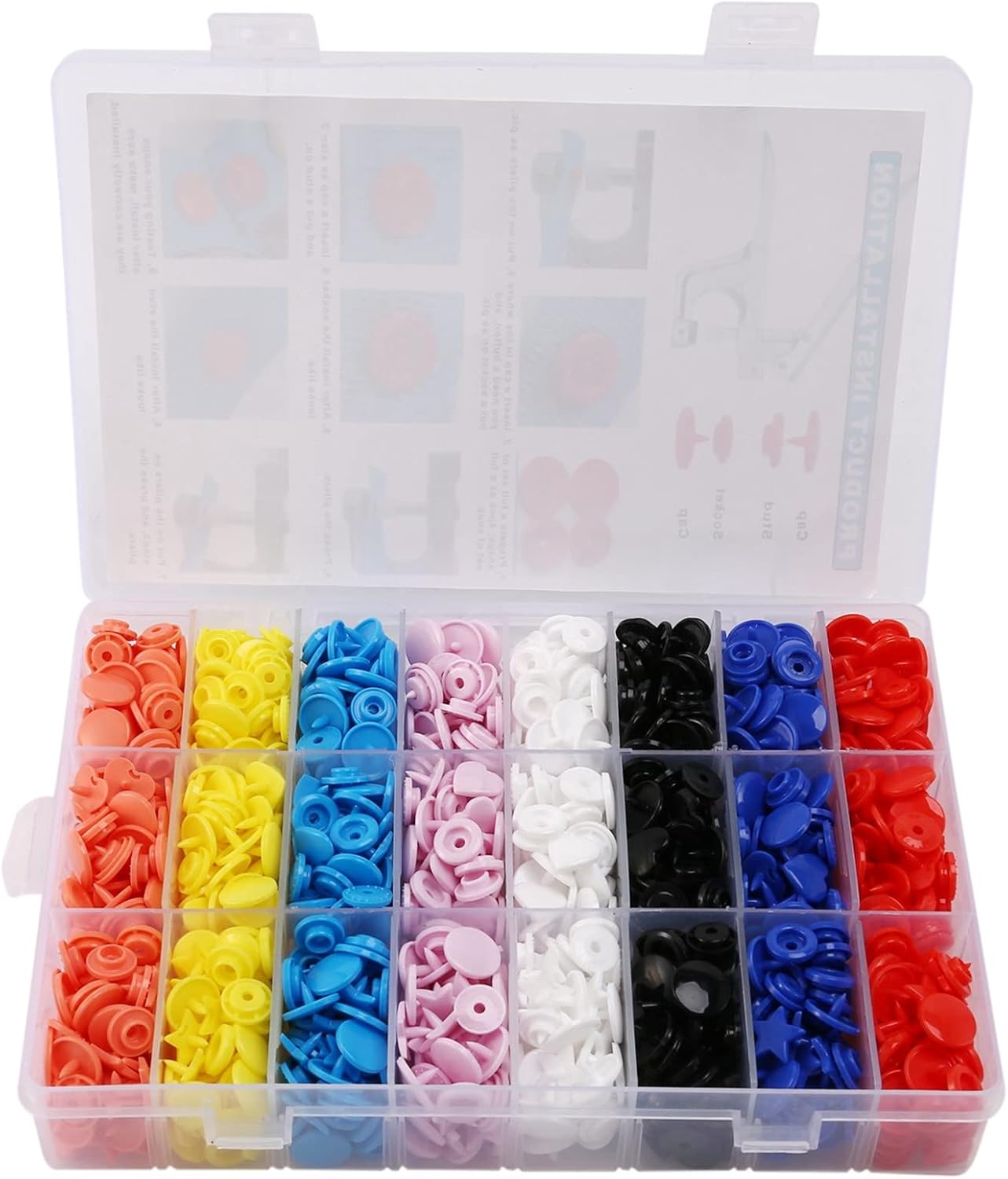 Rfvtgb 360 Sets Snaps Size 20 T5 Star Heart Round Plastic Resin