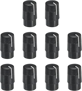 MECCANIXITY Potentiometer Control Knob ABS Guitar Knob for Electric Guitar,Power Amplifiers Stereos,Bass Volume Tone 180 Degrees Rotary Knob 6mm D Type Shaft Black White 10PCS