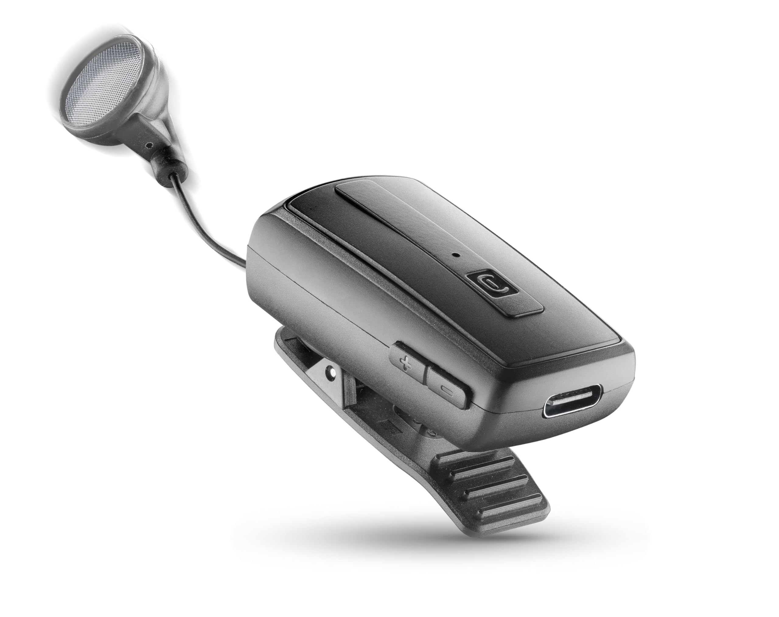 Cellularline Roller Clip Bluetooth Headset with Retractable Cable - Black/Grey