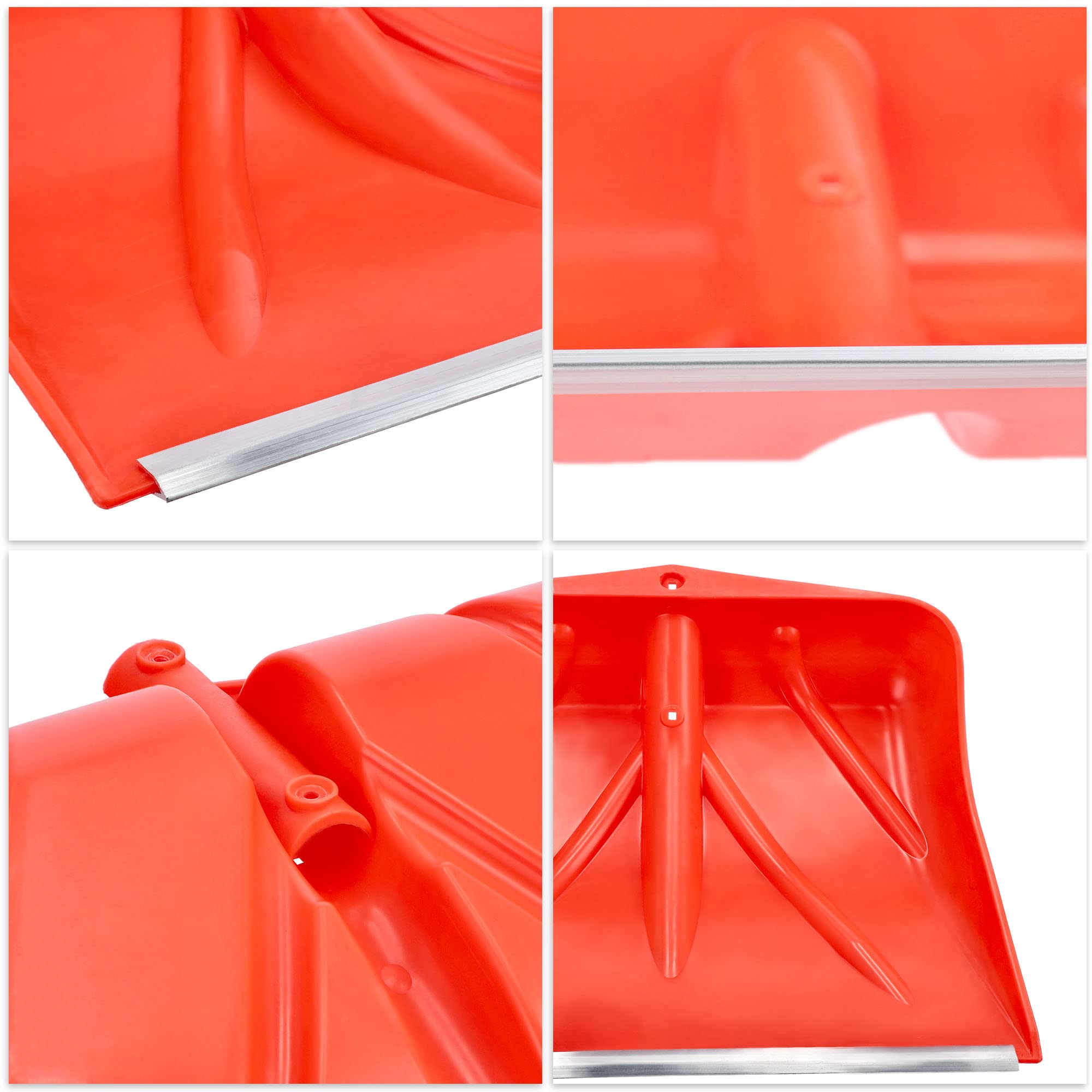 KADAX Pelle à Neige Orange, Pelle à Neige sans Manche, Pelle à Neige, Chasse-Neige avec Bord en Aluminium, Pelle à Neige en Plastique, Pelle à Neige (3, Largeur : 46,5 cm)