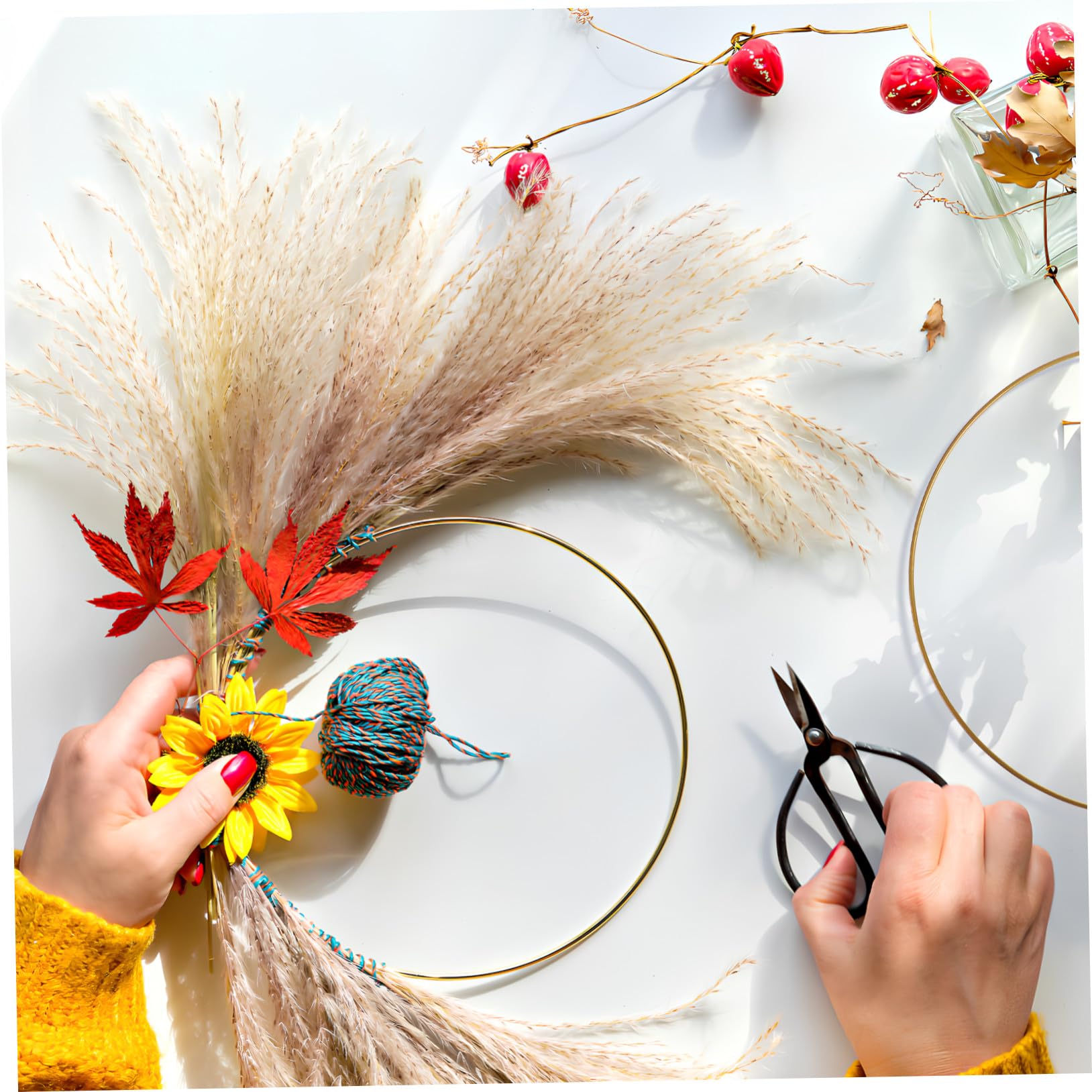 Homoyoyo 10 Aros de Metal para Macramé con Base, Diseño Artesanal y Fácil Instalación, Ideales para Decoración de Centros de Mesa en Bodas