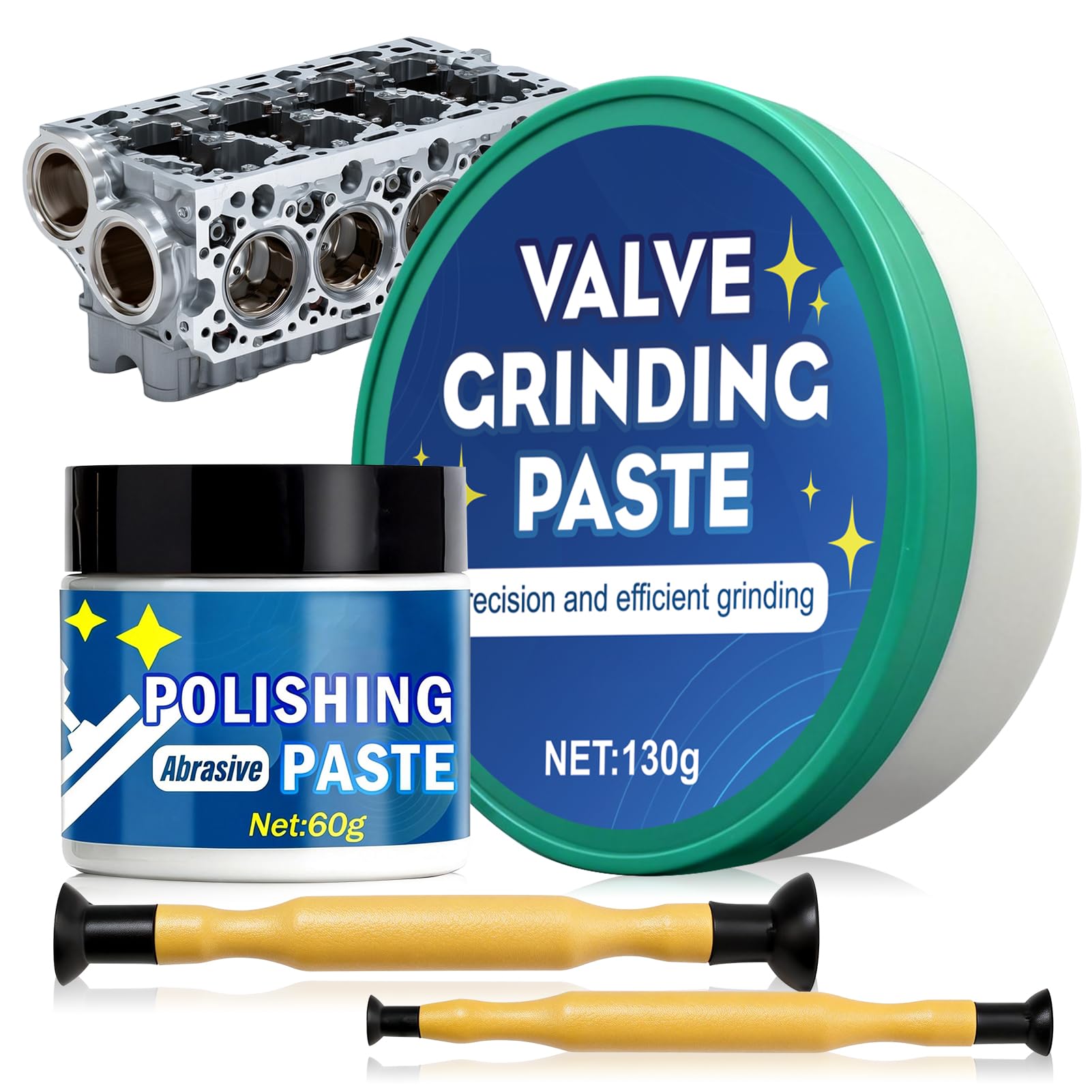 190g Kit di Smerigliatura Valvole, Pasta Abrasiva Auto, Pasta Abrasivo per Valvole, Rettifica di Precisione, Adatta per la Riparazione di Motociclette, Automobili, Motori Veicoli, ecc