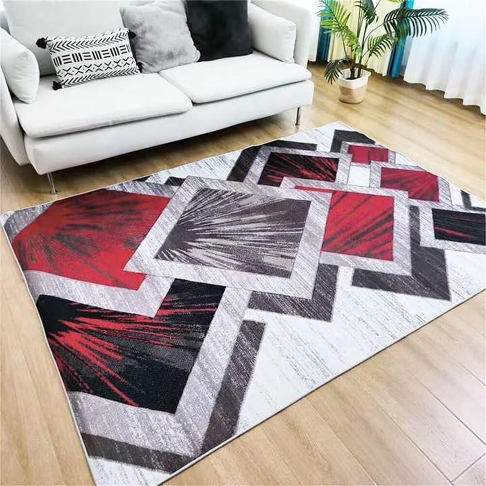 Tapis géométrique moderne antidérapant et lavable en machine pour salon