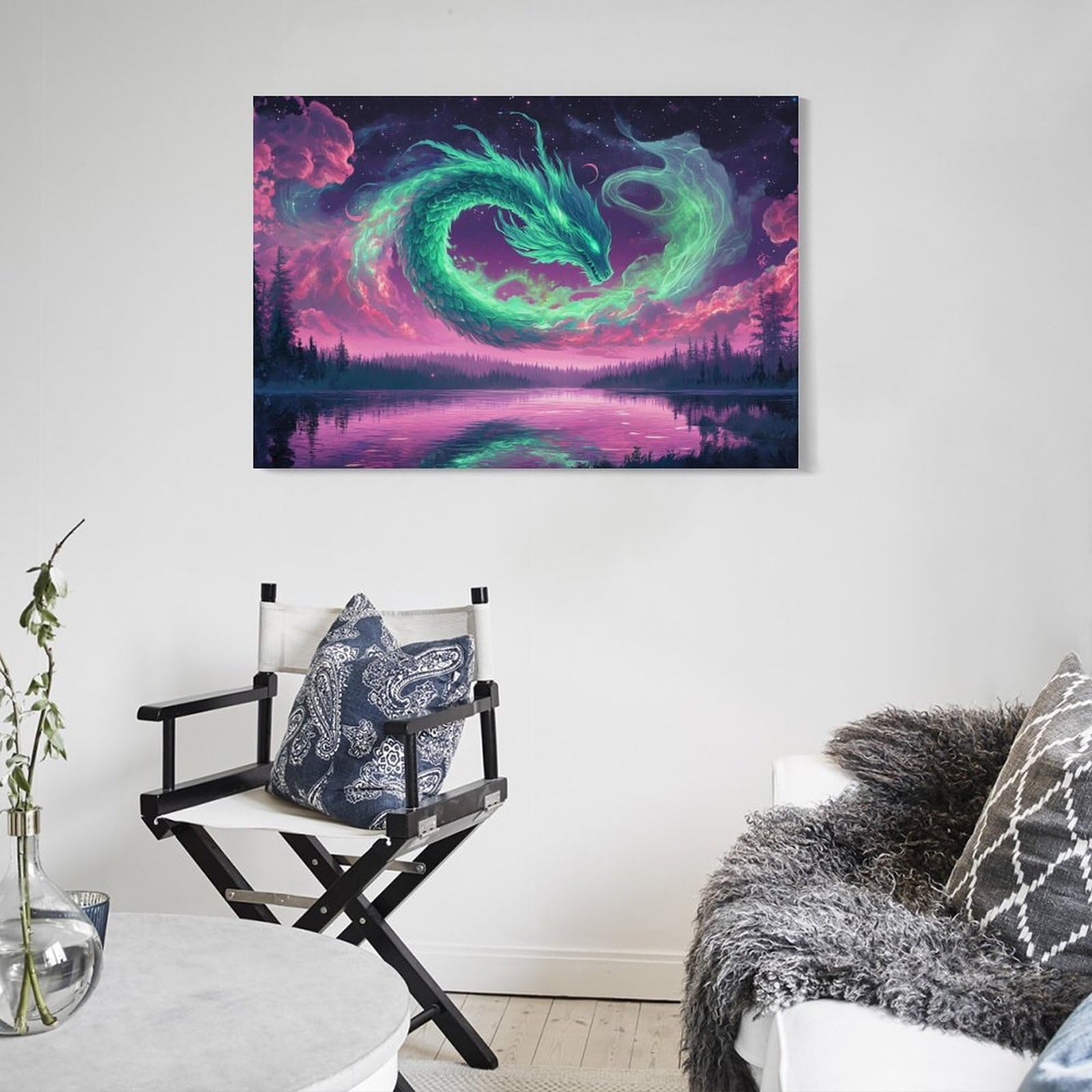 ZHUICHENG Dragon DecoRataivo Obraz/Plakat - 3D Urban Painting Na Płótnie Do Biura i Salonu. Odporny Na Uderzenia i Łatwa Konserwacja, Styl Przemysłowy 16x24 cale (40x60cm)