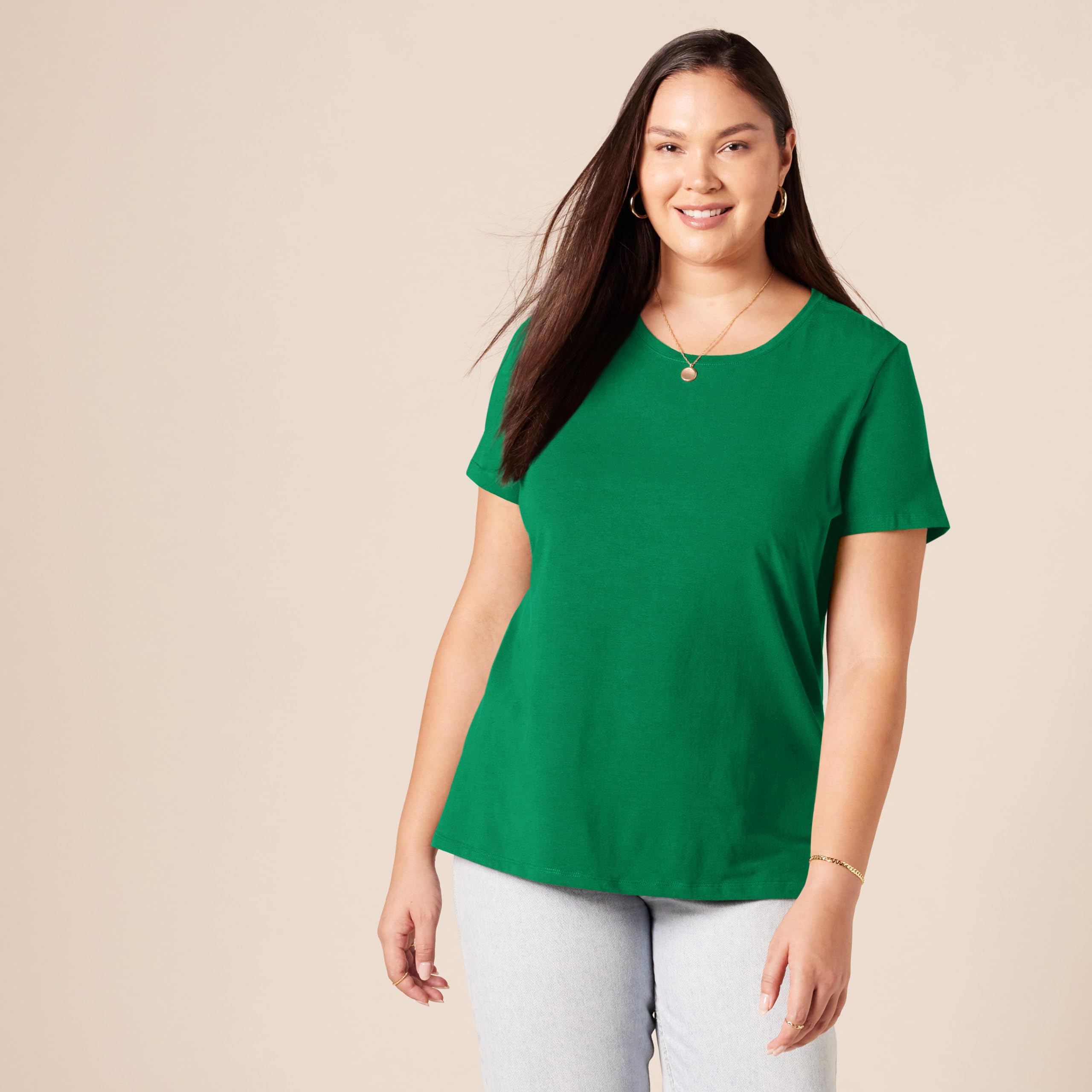 Amazon Essentials Damski T-shirt z krótkim rękawem i okrągłym dekoltem
