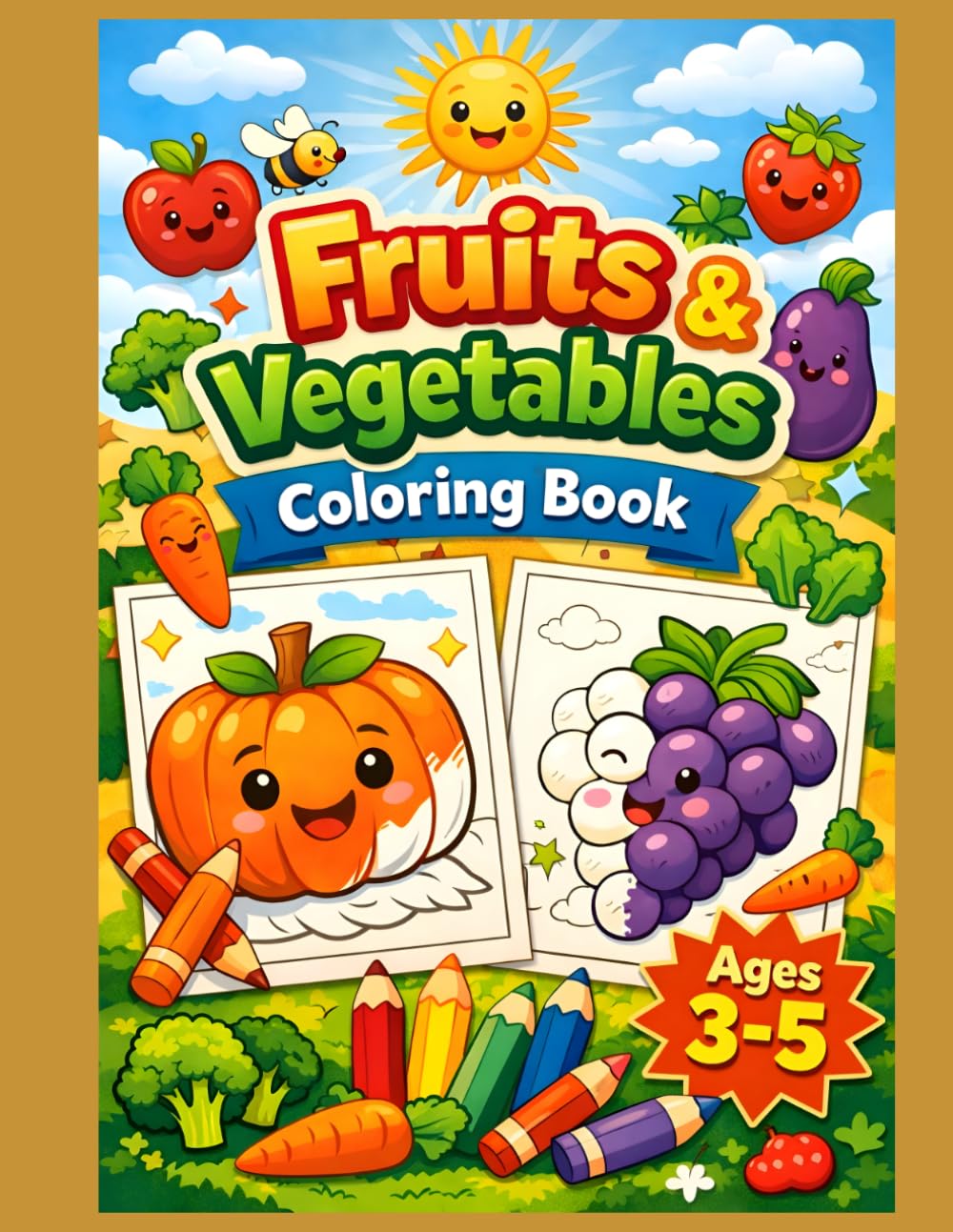 Vegetables Coloring Book for Kids Ages 3–5: Fun & Easy Vegetable Coloring Pages for Toddlers and Preschoolers | Learn Healthy Veggies with Simple Big Designs