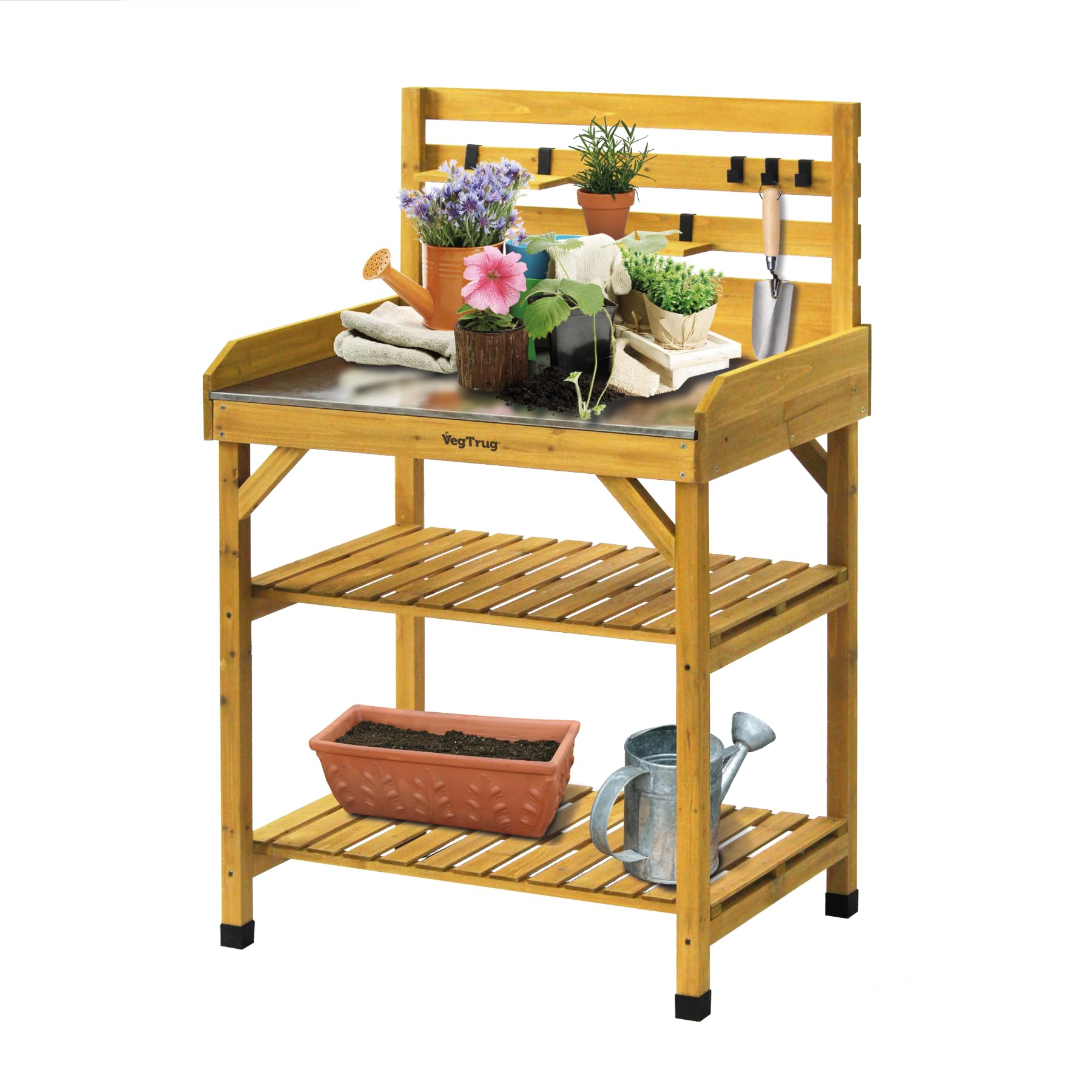 VegTrug® Mesa de Cultivo 100% Madera certificada FSC, 81 x 56 x 125 cm, Color Natural