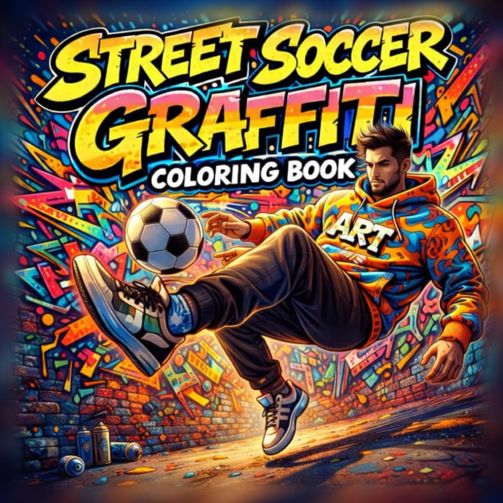 Street Soccer Graffiti Coloring Book: 50 Urban Freestyle Soccer Moves with Massive Wildstyle Graffiti Walls / Bold Coloring Pages for Teens and Adults