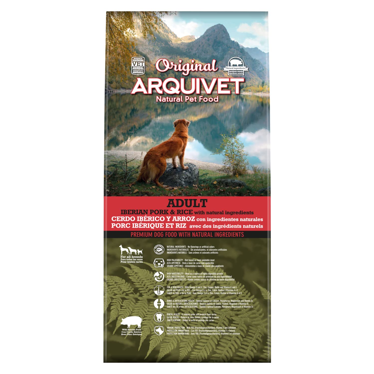 Arquivet Original Adult 12 Kg - Pienso para Perros Adultos - Cerdo ibérico Y Arroz, 1 Unidad (Paquete de 1)